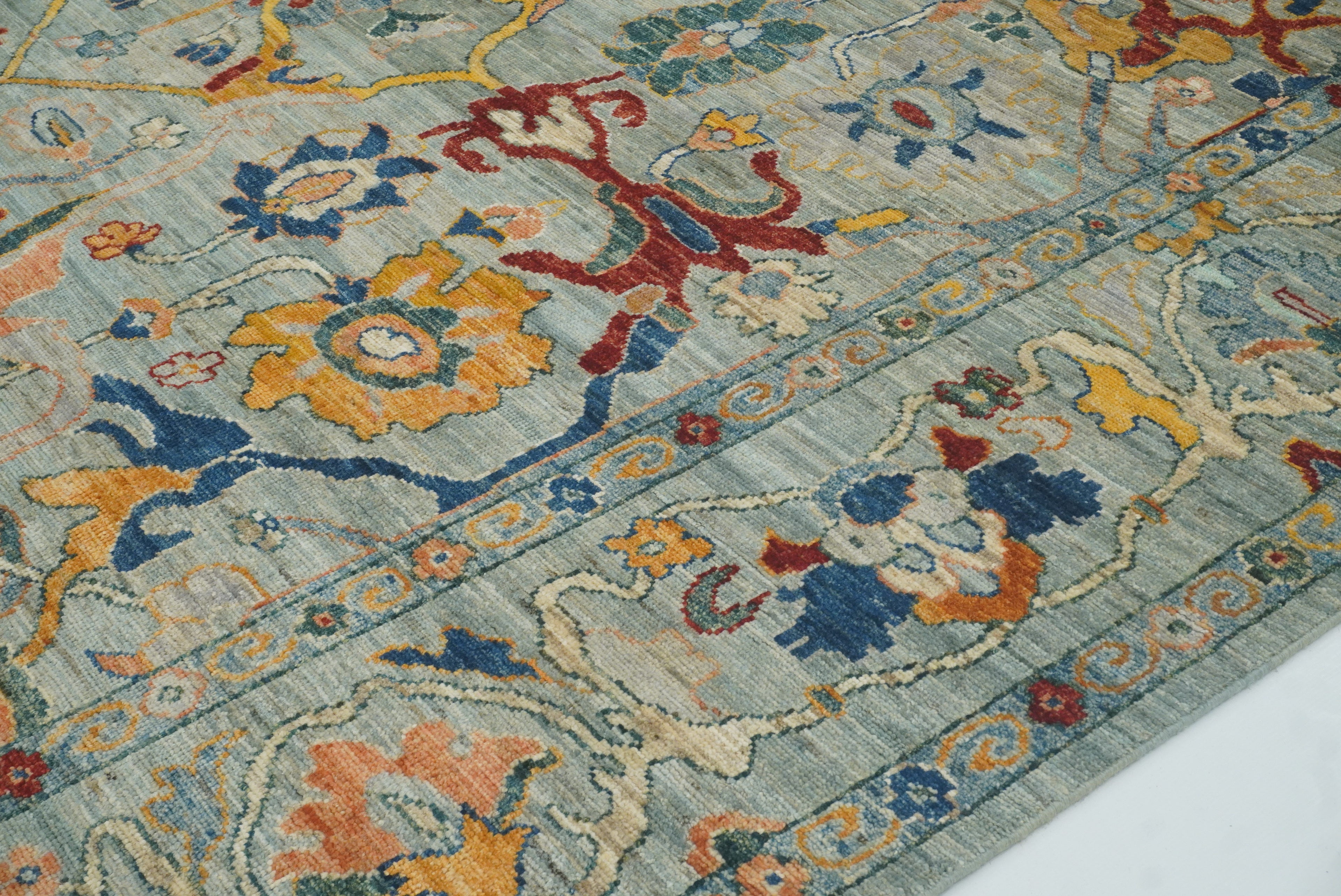9x12 Oushak Blueish Gray Hand knotted Wool Rug - Yildiz Rugs