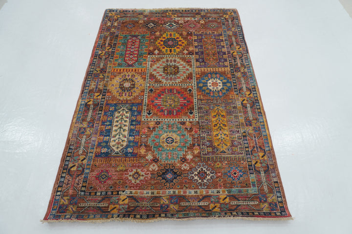 4x6 Brown Afghan Baluch Tribal Samarkand Afghan Hand knotted Rug - Yildiz Rugs