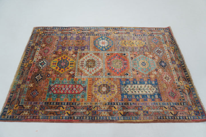 4x6 Brown Afghan Baluch Tribal Samarkand Afghan Hand knotted Rug - Yildiz Rugs