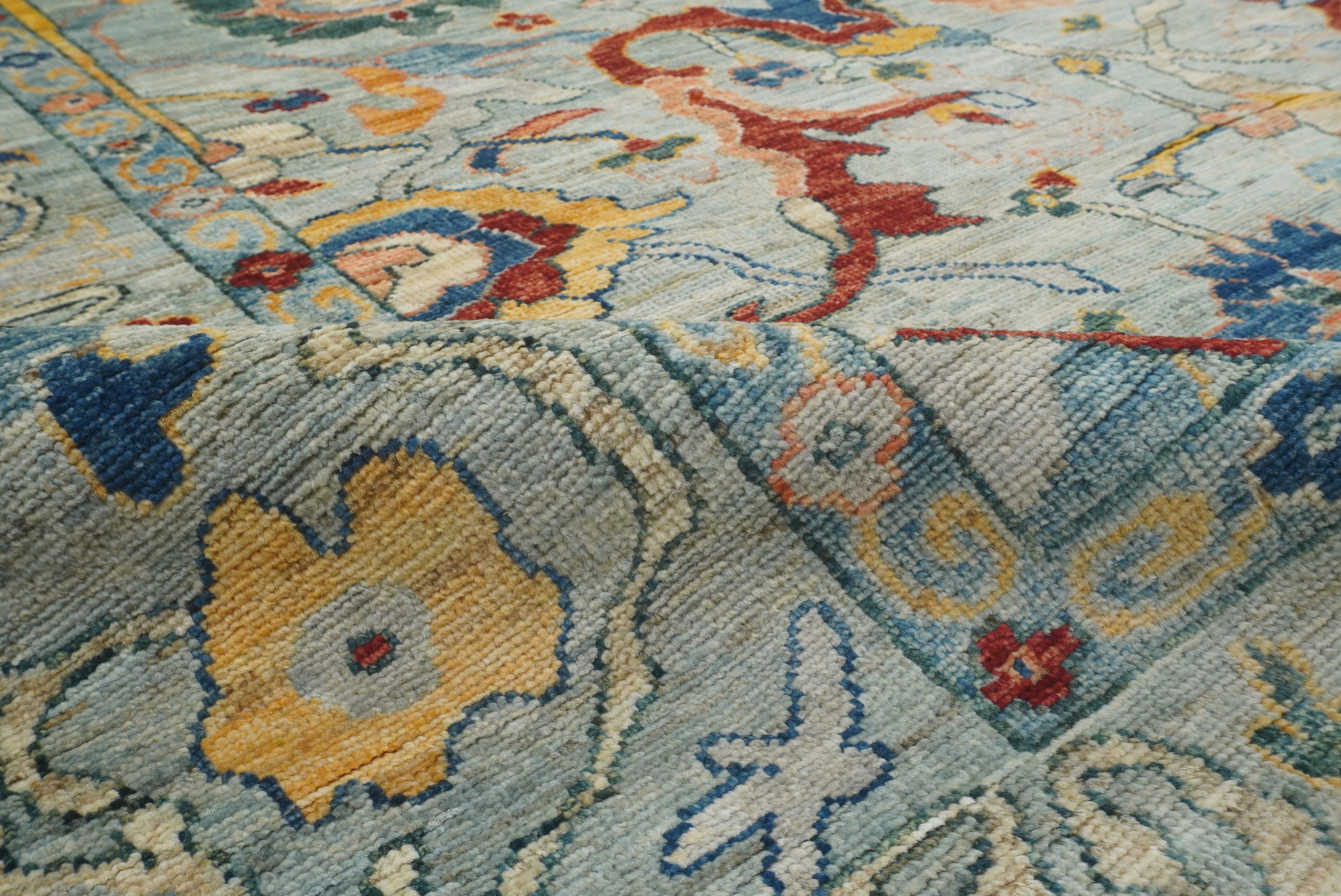 9x12 Oushak Blueish Gray Hand knotted Wool Rug - Yildiz Rugs