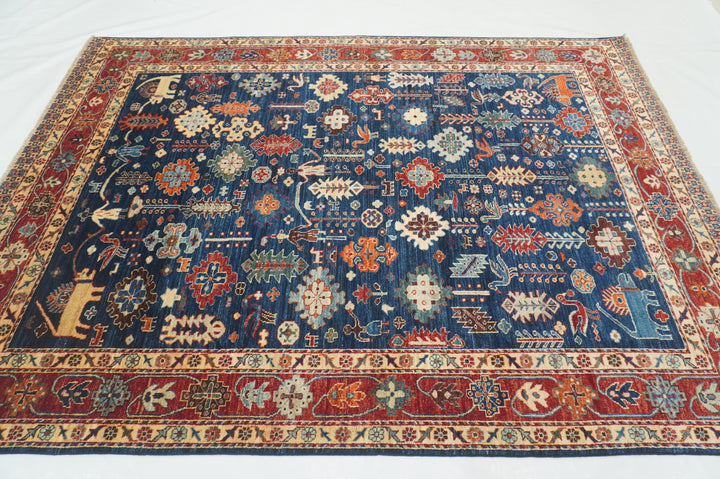 6x8 Navy Blue Tribal Qasqhai Afghan Hand Knotted Oriental Rug - Yildiz Rugs