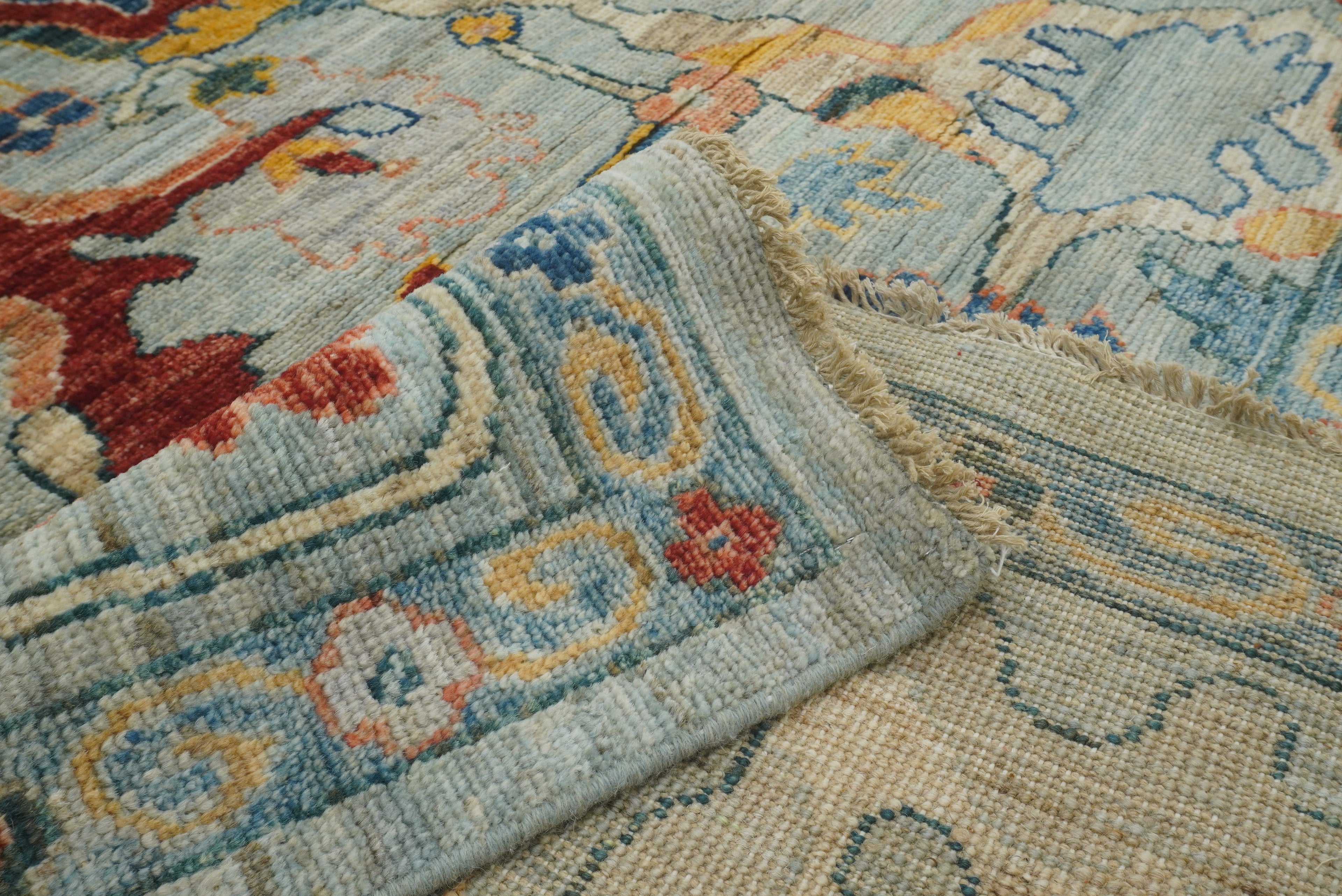 9x12 Oushak Blueish Gray Hand knotted Wool Rug - Yildiz Rugs