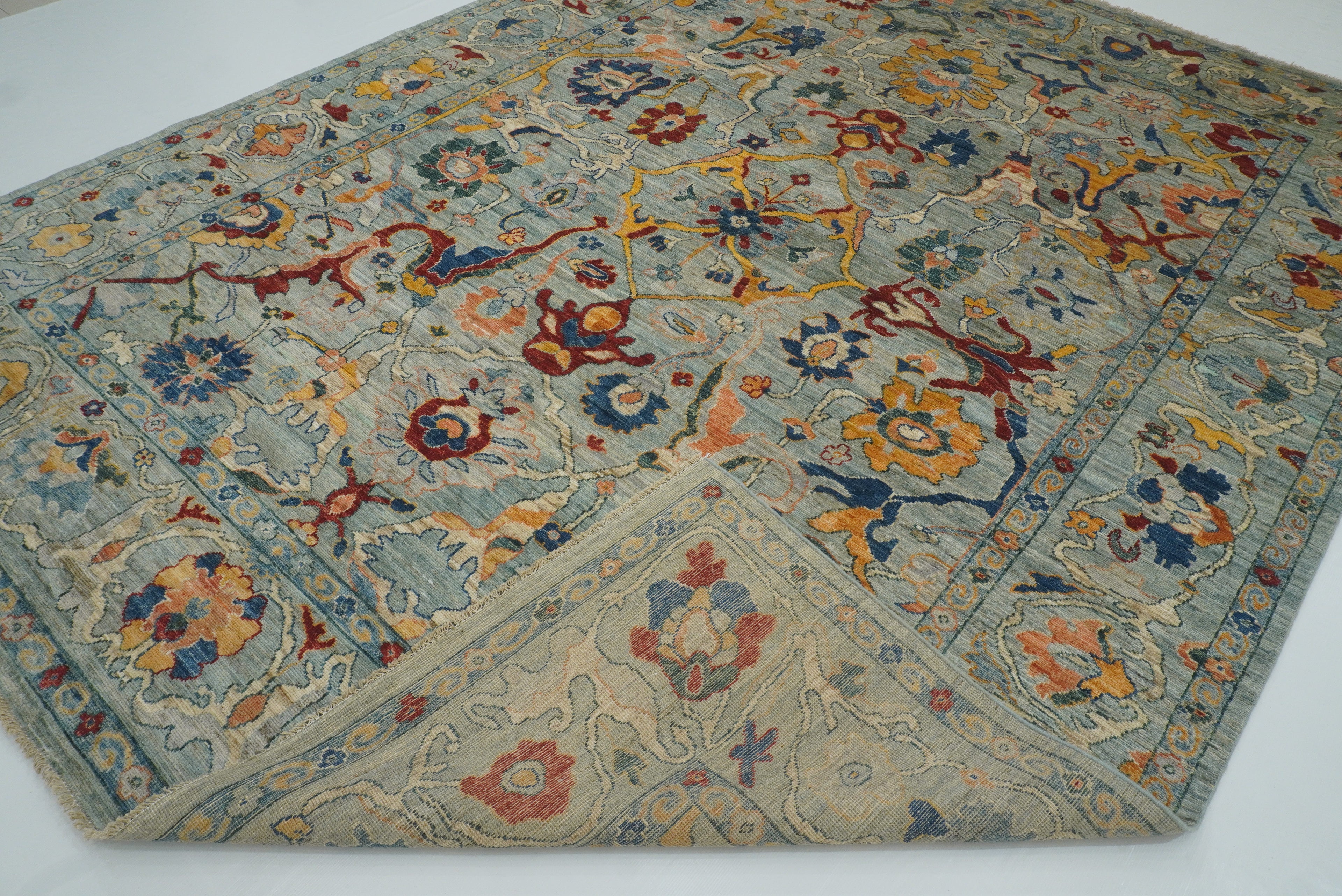 9x12 Oushak Blueish Gray Hand knotted Wool Rug - Yildiz Rugs