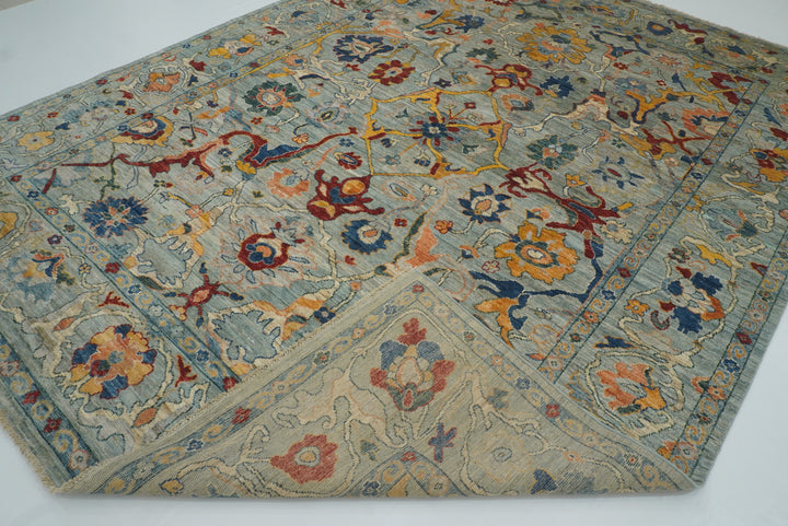 9x12 Oushak Blueish Gray Hand knotted Wool Rug - Yildiz Rugs