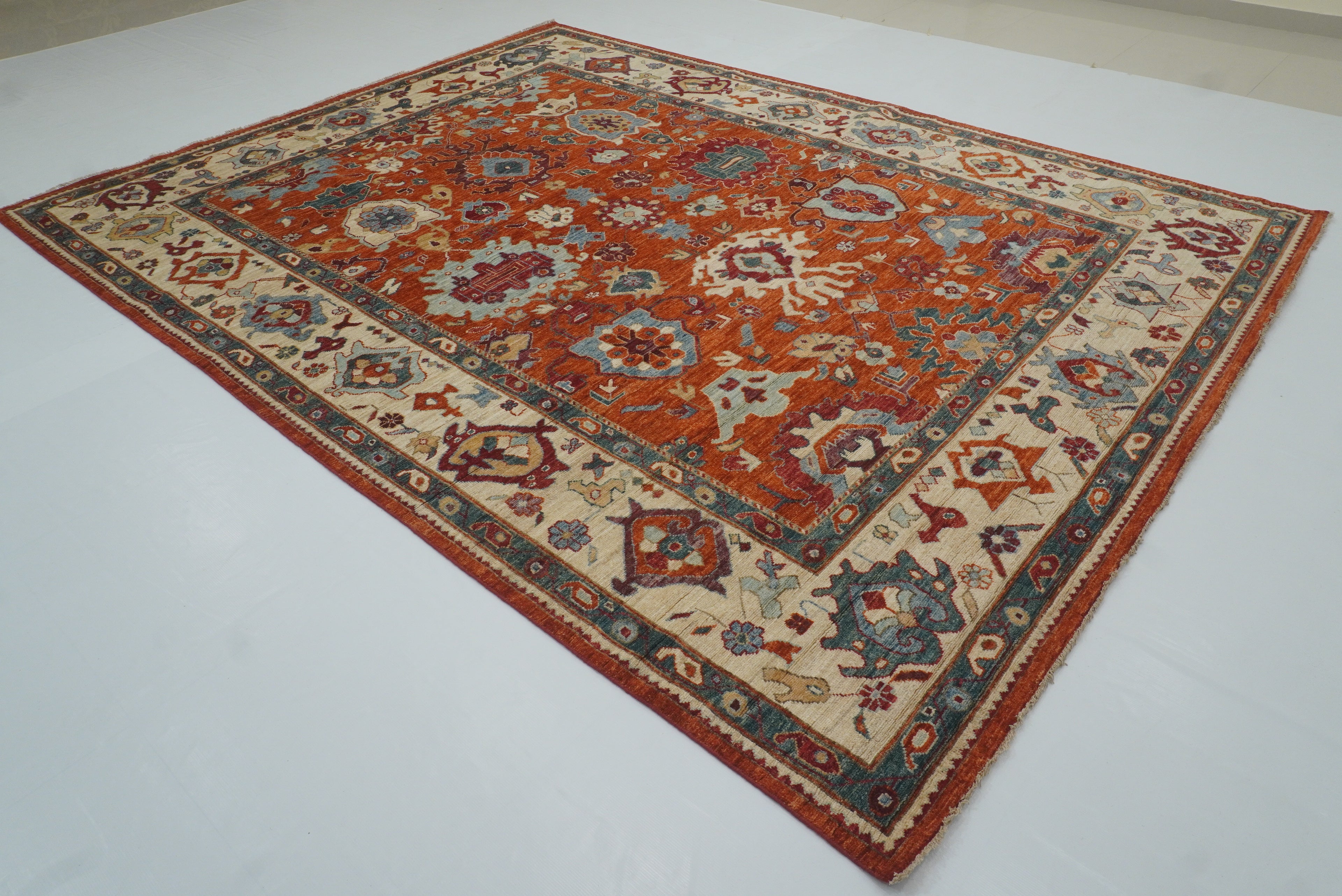 9x12 Orange Oushak Turkish Hand knotted Oriental Rug - Yildiz Rugs