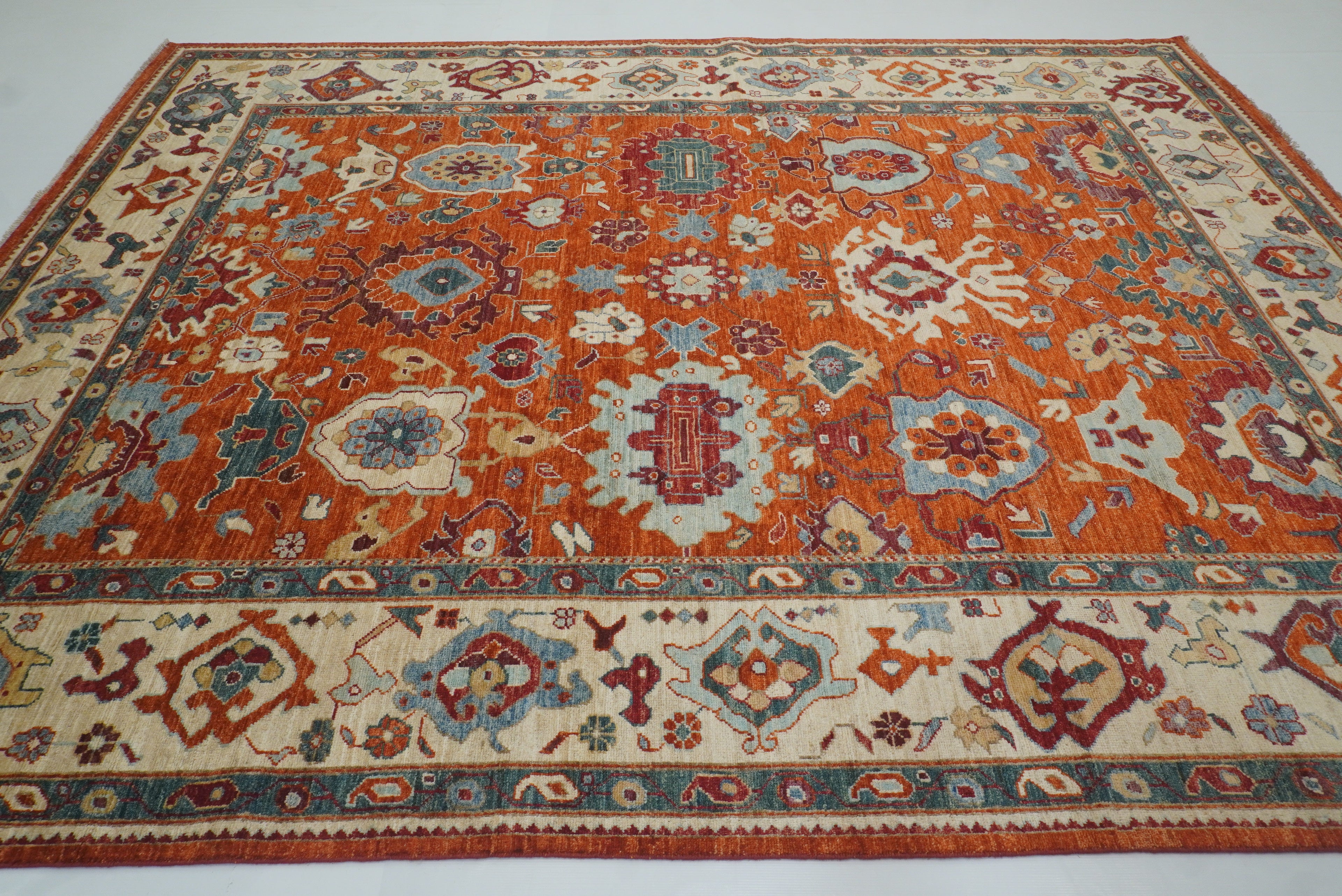9x12 Orange Oushak Turkish Hand knotted Oriental Rug - Yildiz Rugs