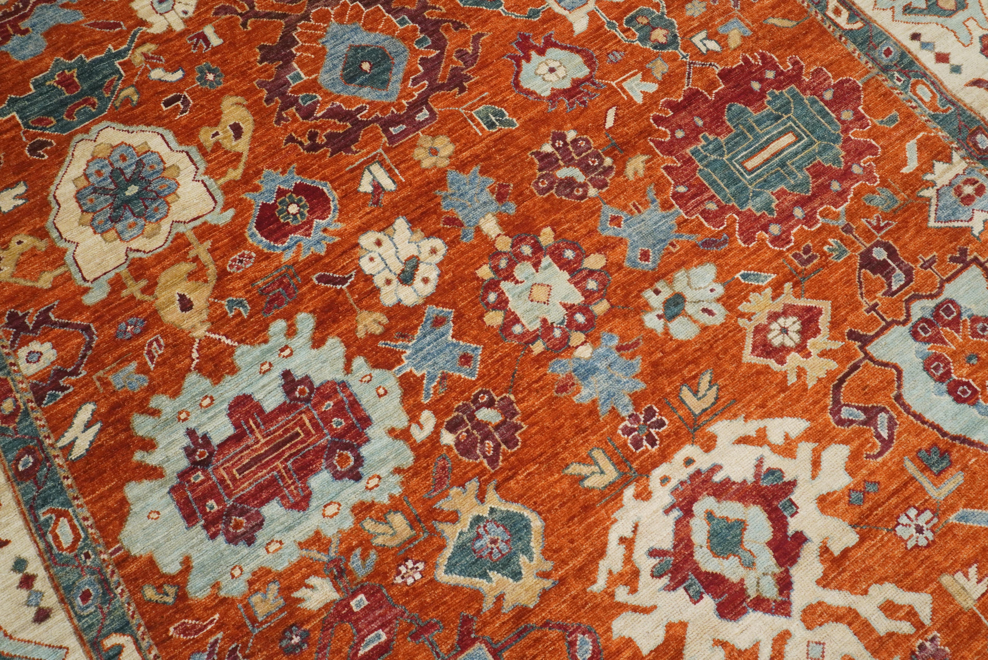 9x12 Orange Oushak Turkish Hand knotted Oriental Rug - Yildiz Rugs