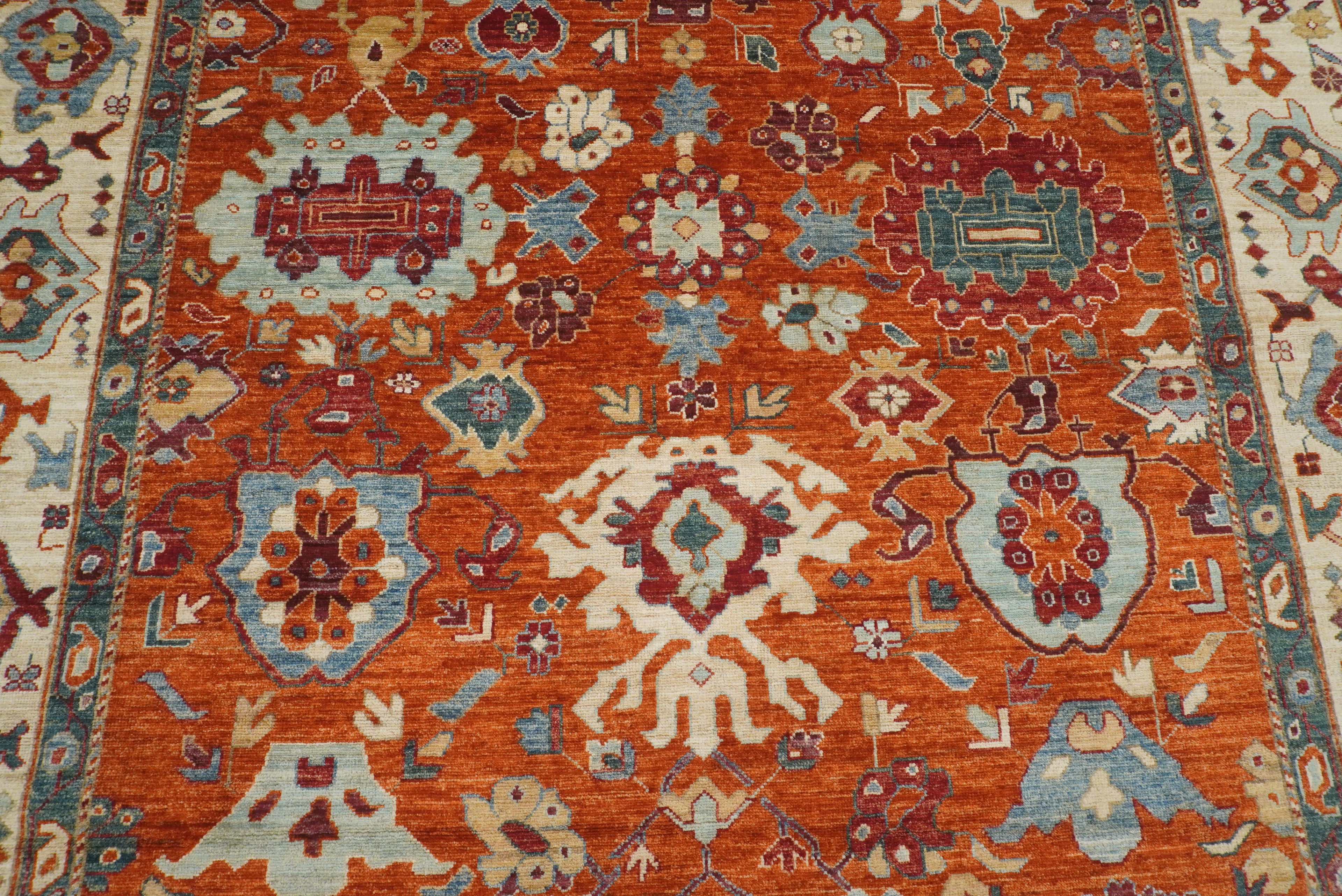 9x12 Orange Oushak Turkish Hand knotted Oriental Rug - Yildiz Rugs