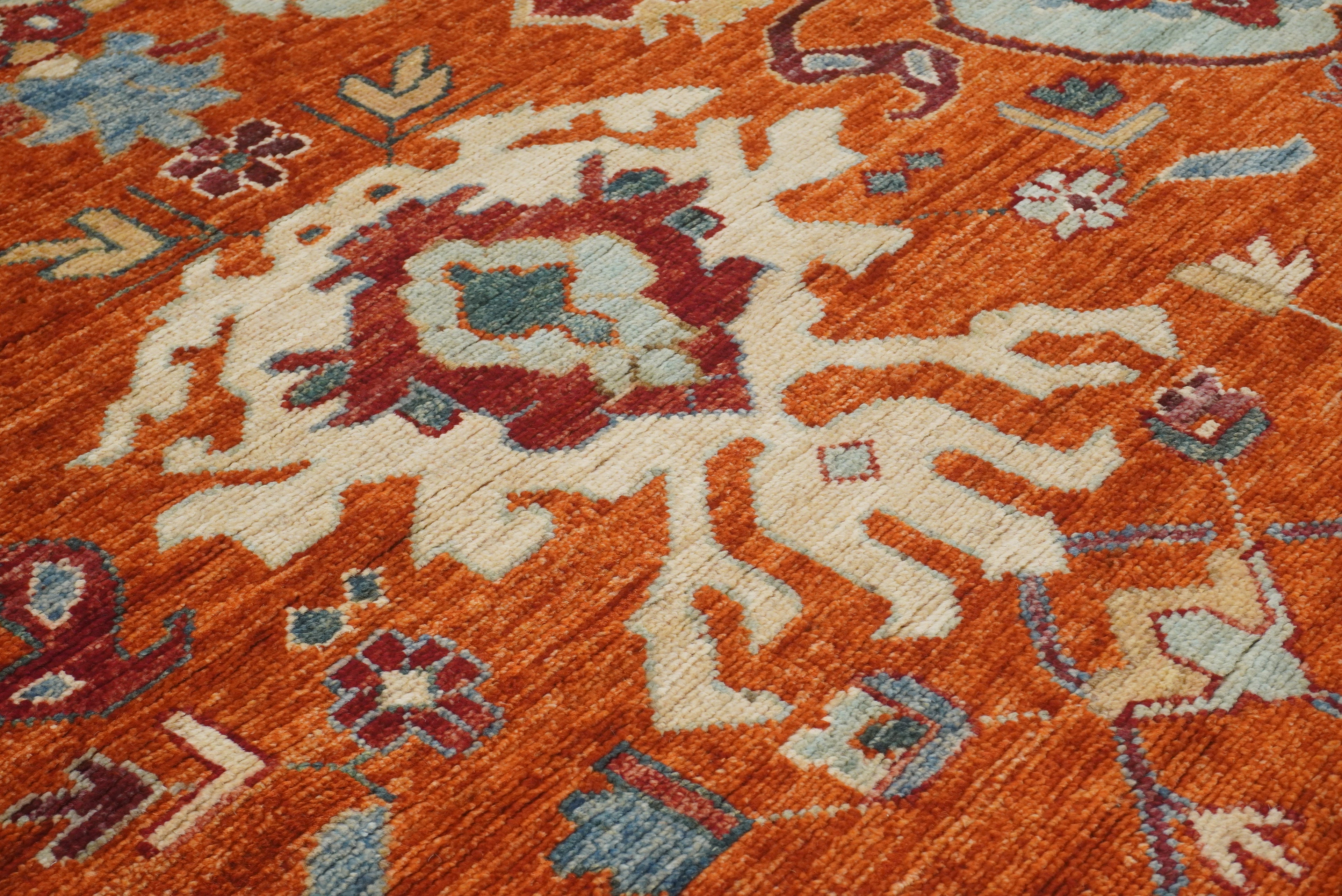 9x12 Orange Oushak Turkish Hand knotted Oriental Rug - Yildiz Rugs