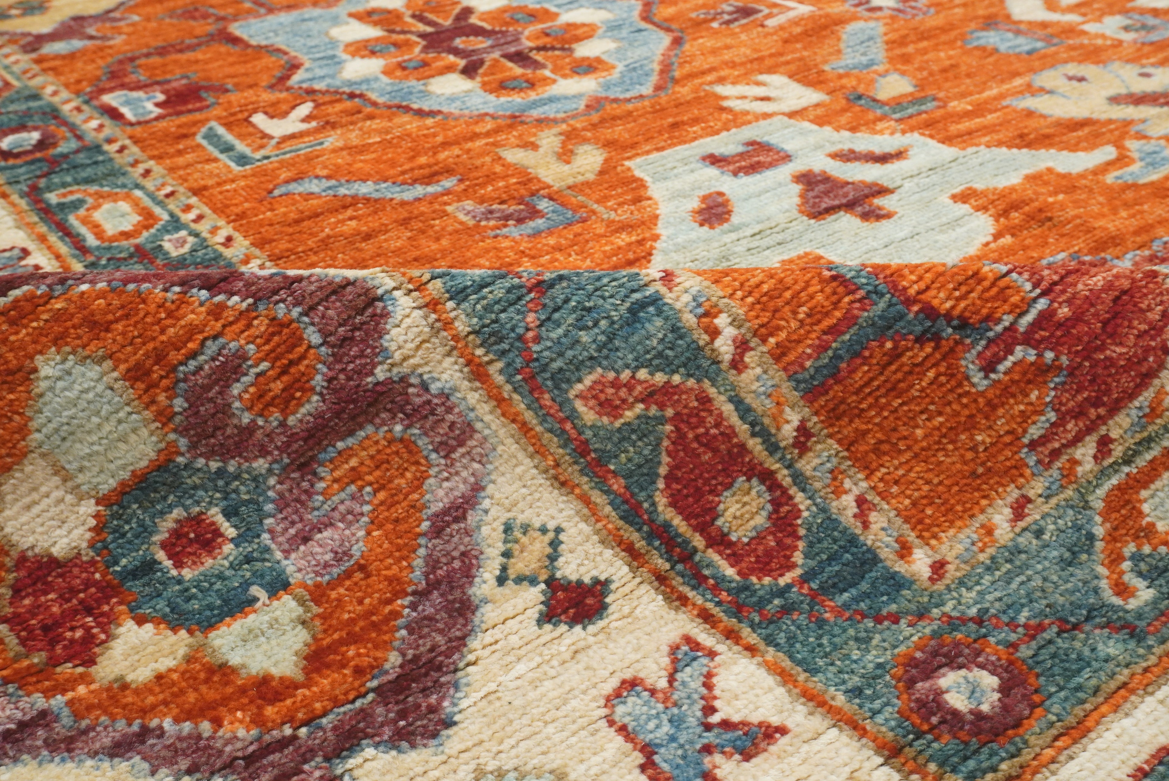 9x12 Orange Oushak Turkish Hand knotted Oriental Rug - Yildiz Rugs
