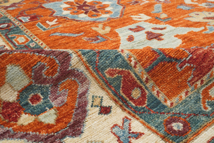 9x12 Orange Oushak Turkish Hand knotted Oriental Rug - Yildiz Rugs