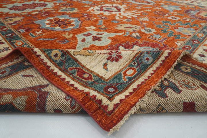 9x12 Orange Oushak Turkish Hand knotted Oriental Rug - Yildiz Rugs