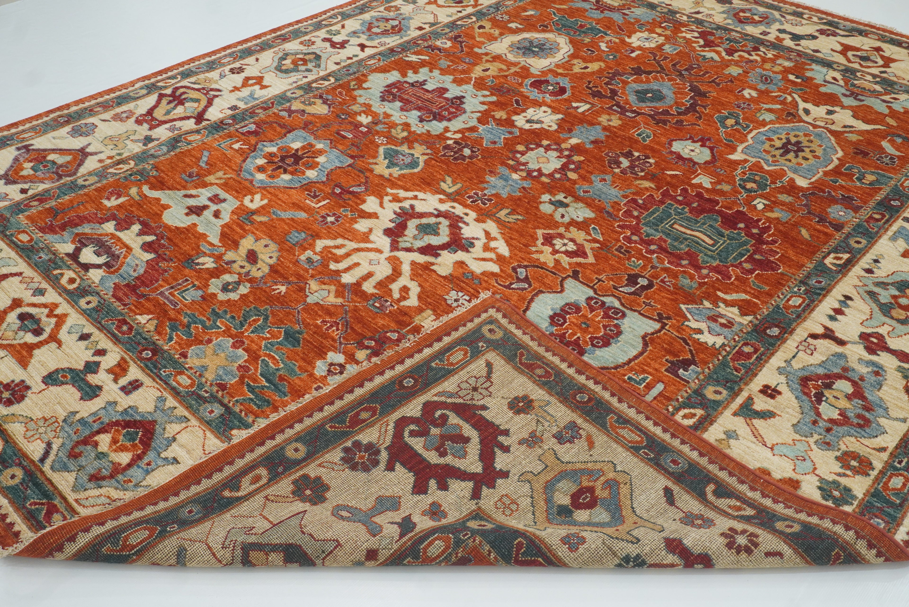 9x12 Orange Oushak Turkish Hand knotted Oriental Rug - Yildiz Rugs