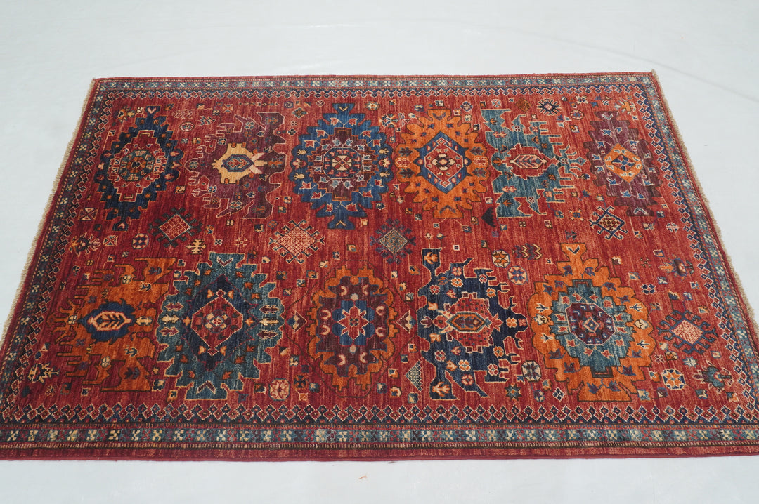 4x6 Red Baluch Afghan hand knotted Oriental Rug