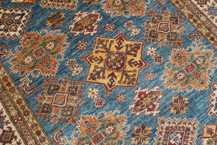 6x9 Blue Kazak Afghan Hand-Knotted Oriental Rug - Yildiz Rugs