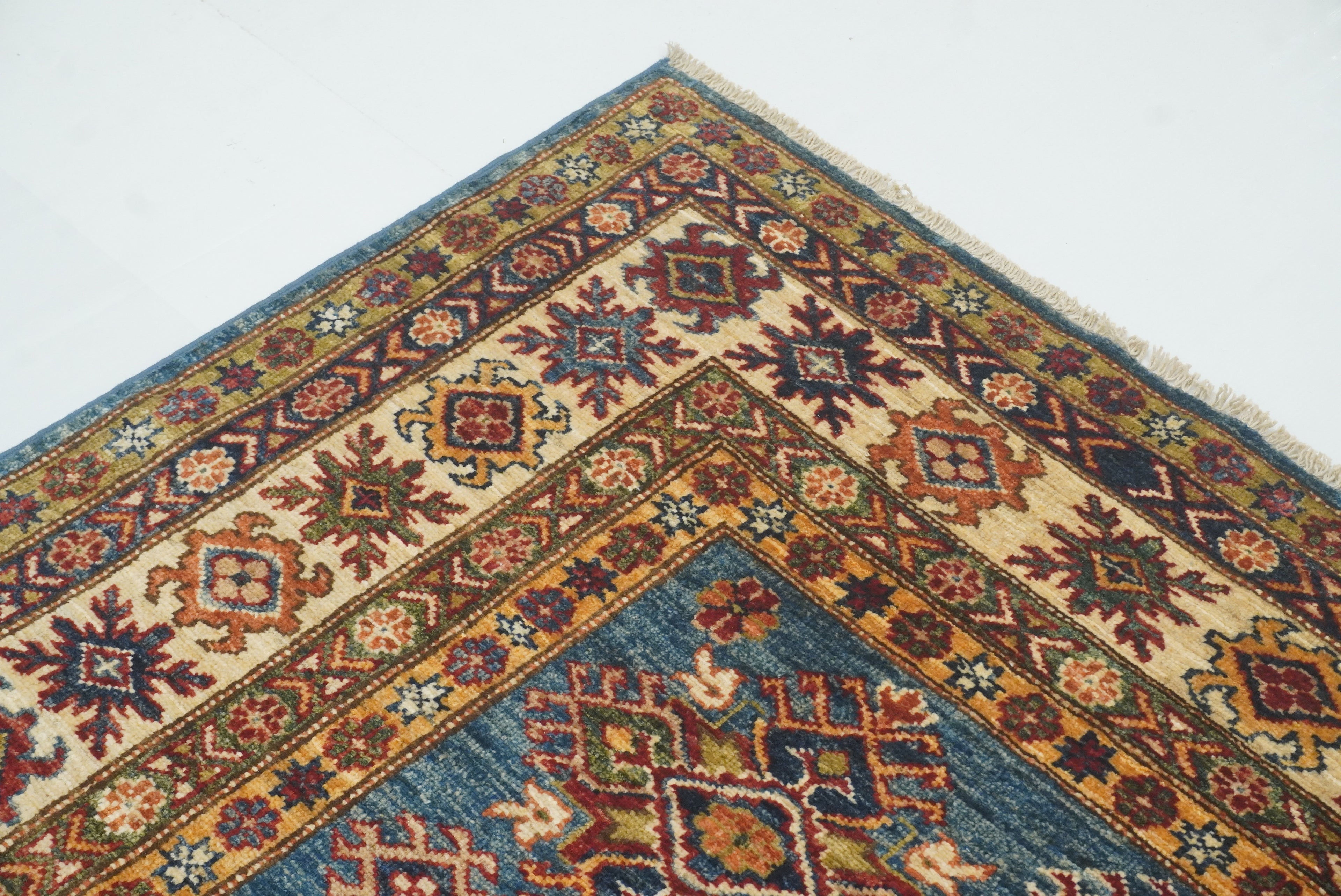 6x9 Blue Kazak Afghan Hand-Knotted Oriental Rug - Yildiz Rugs