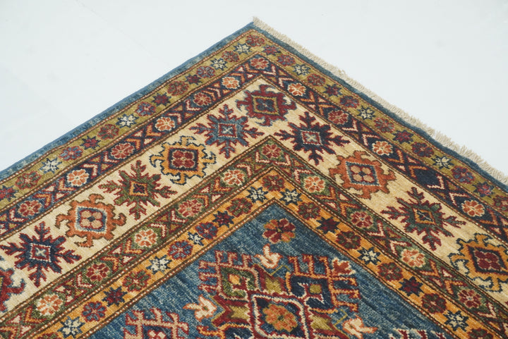 6x9 Blue Kazak Afghan Hand-Knotted Oriental Rug - Yildiz Rugs