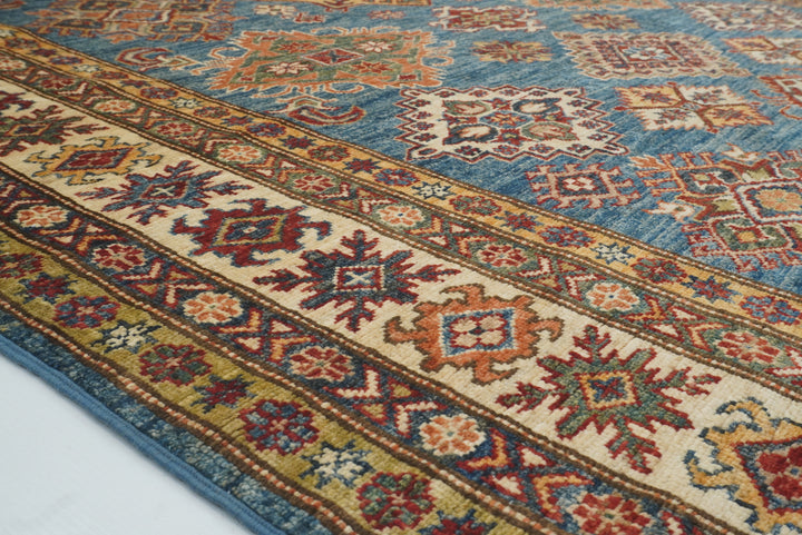 6x9 Blue Kazak Afghan Hand-Knotted Oriental Rug - Yildiz Rugs