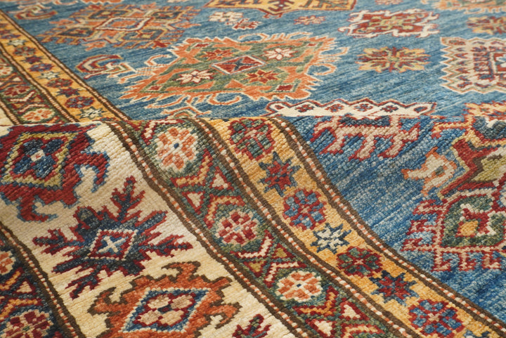 6x9 Blue Kazak Afghan Hand-Knotted Oriental Rug - Yildiz Rugs