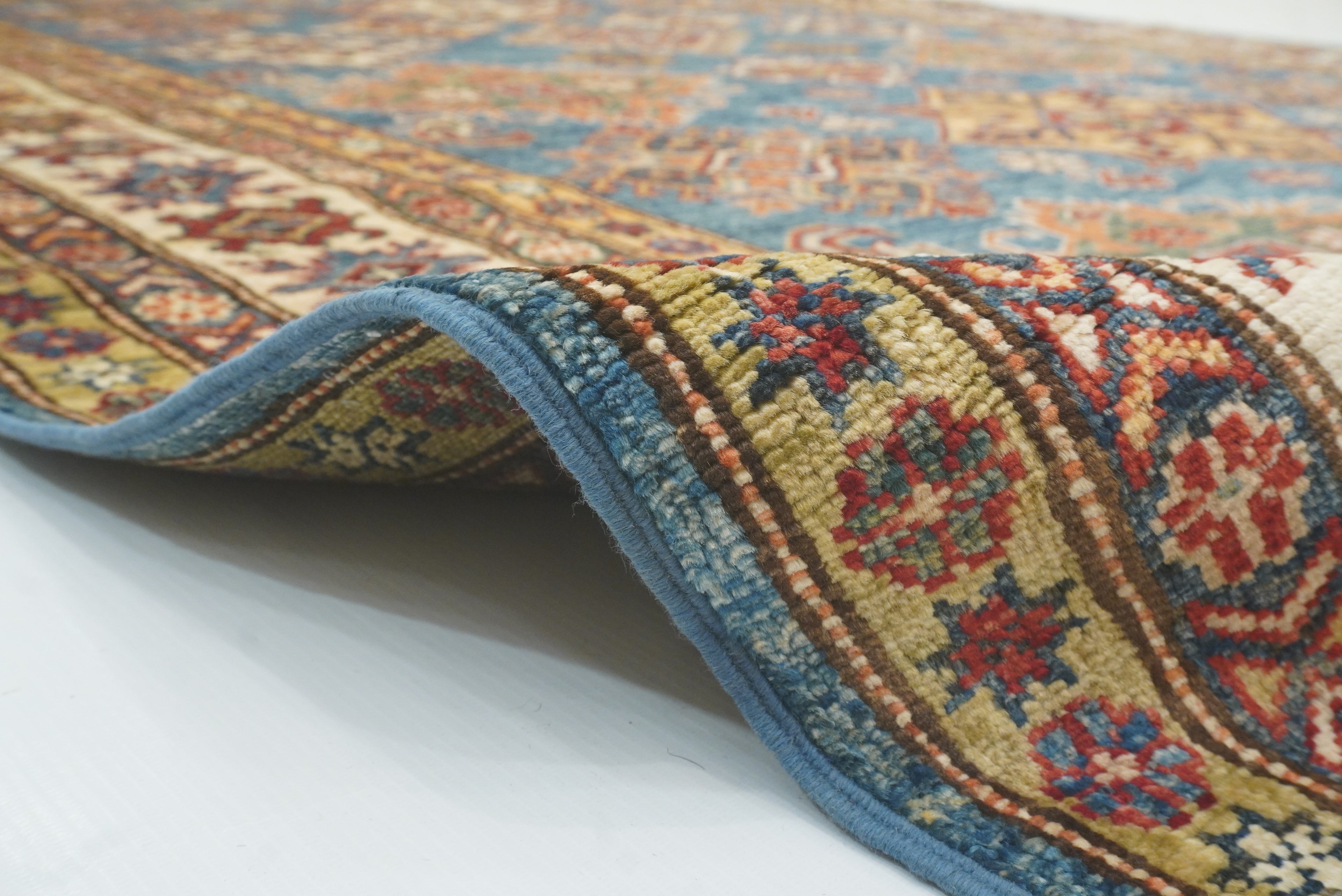 6x9 Blue Kazak Afghan Hand-Knotted Oriental Rug - Yildiz Rugs