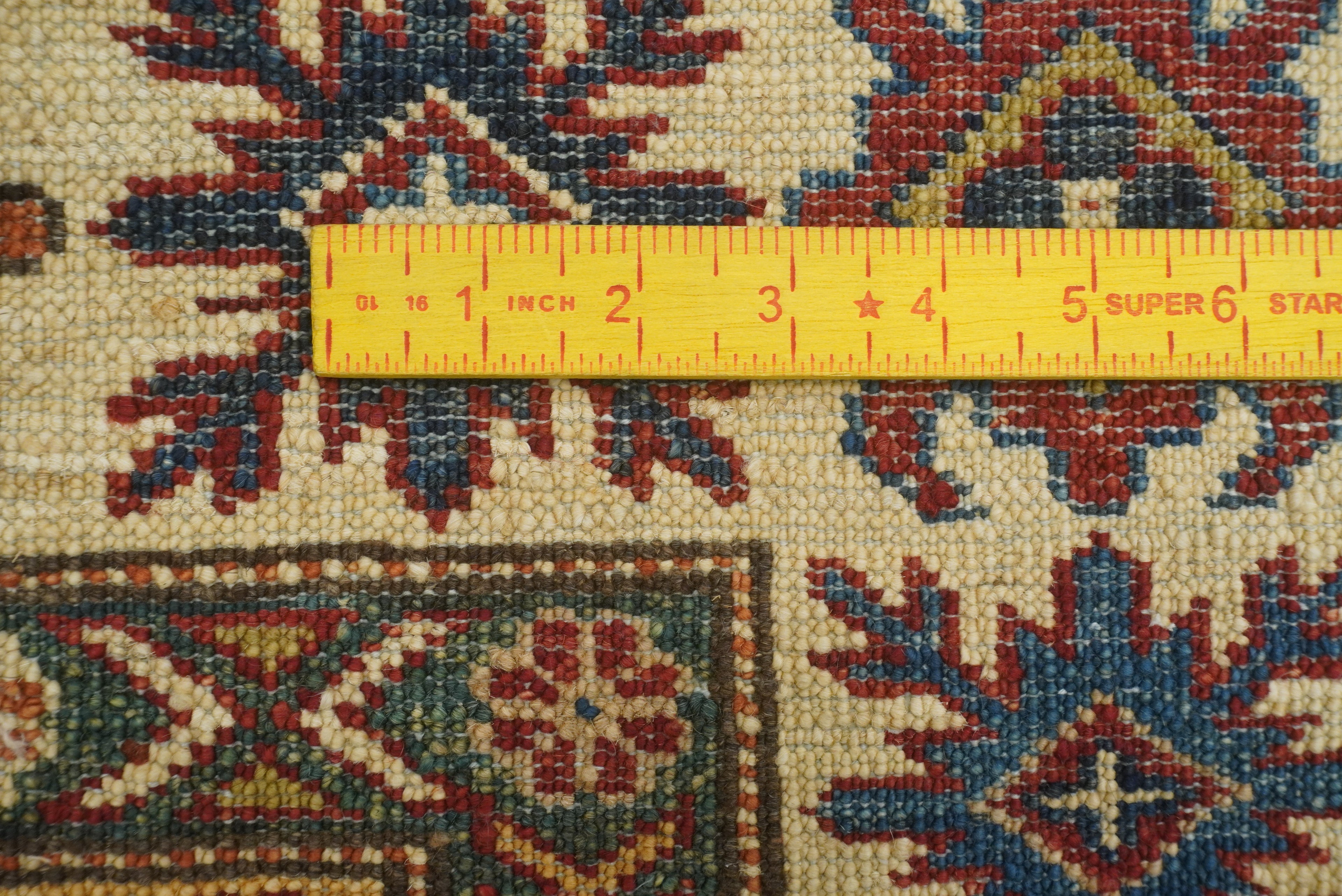 6x9 Blue Kazak Afghan Hand-Knotted Oriental Rug - Yildiz Rugs