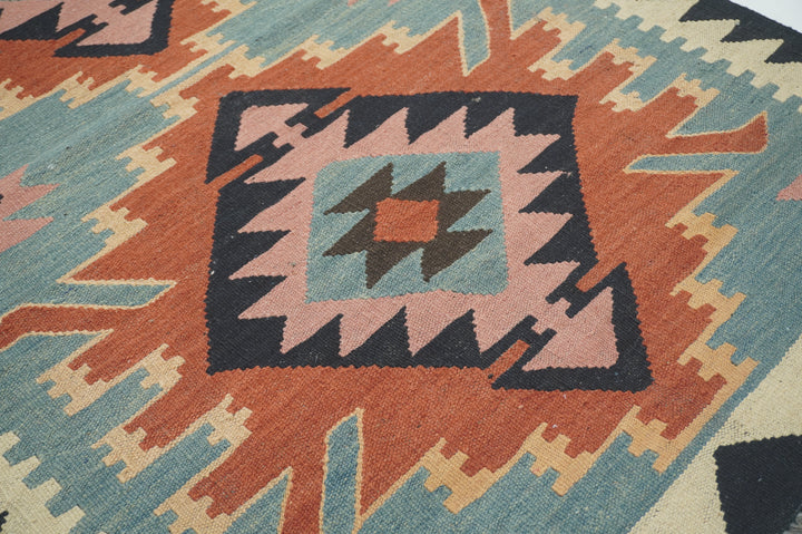 3x4 Blue Afghan Hand woven Flat weave Area Rug