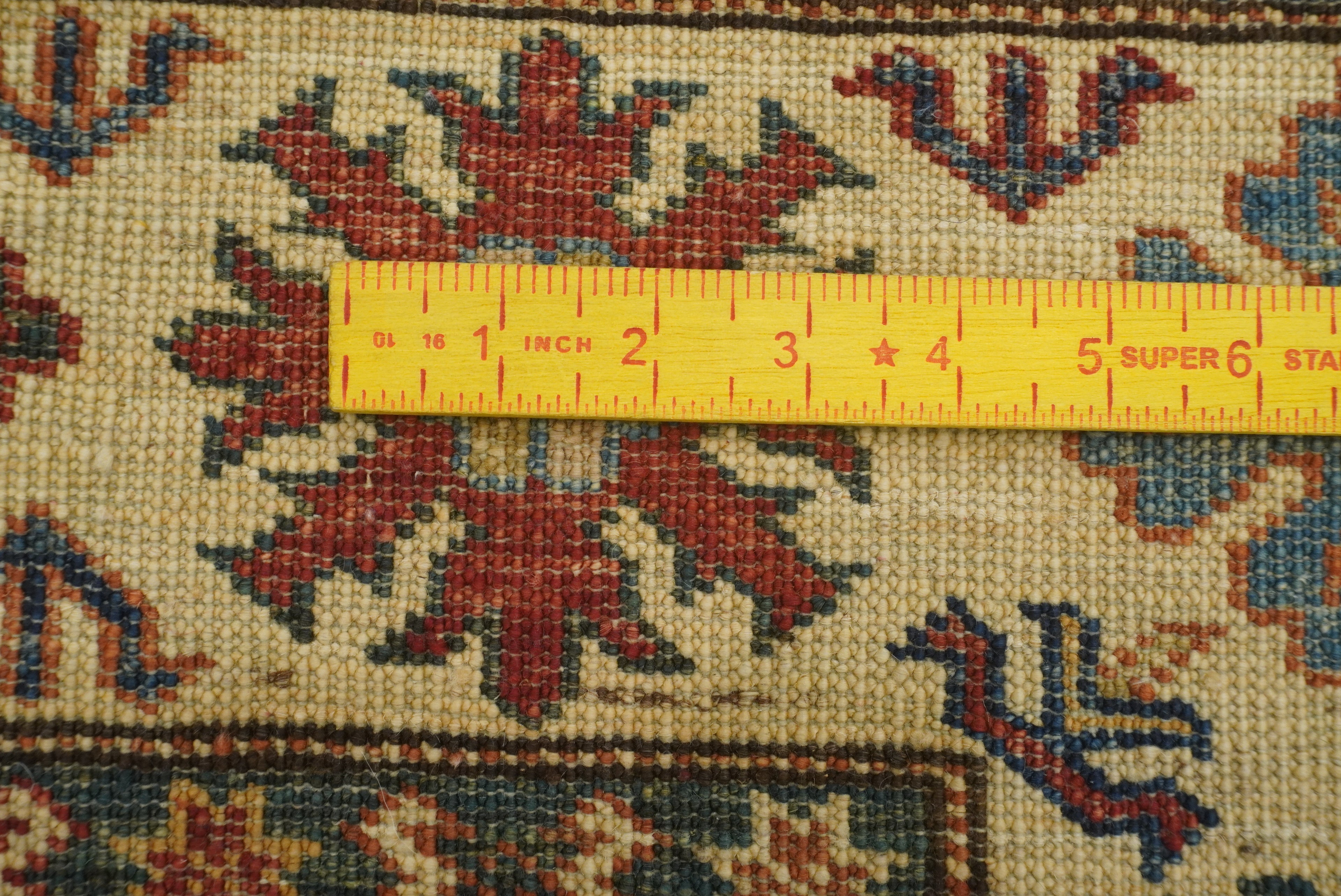 6x6 Red Kazak Afghan Hand-Knotted Wool Sqaure Rug - Yildiz Rugs