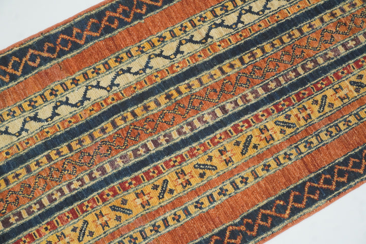 2x5 Orange Shaal Turkish Hand knotted Runner Rug - Yildiz Rugs