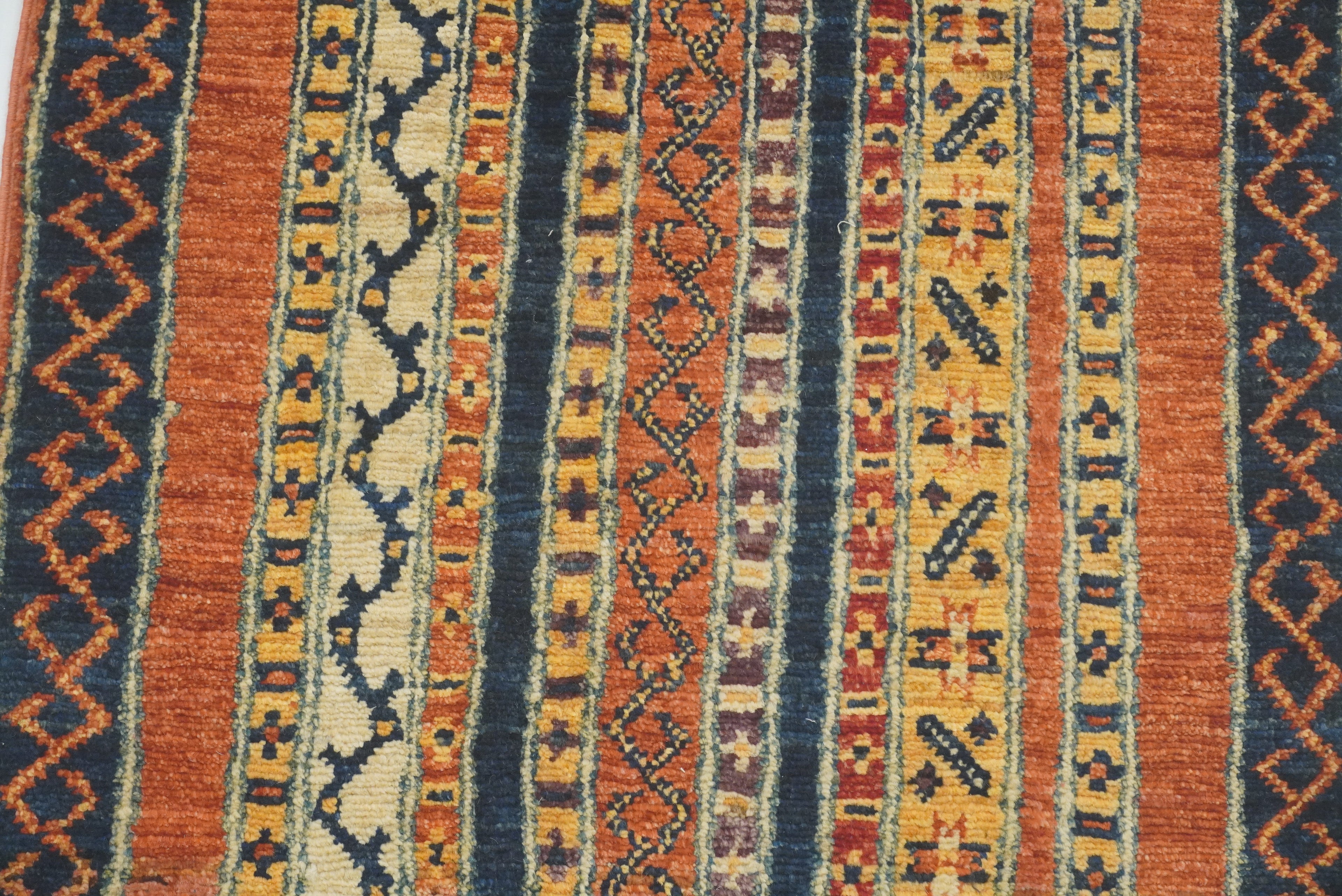 2x5 Orange Shaal Turkish Hand knotted Runner Rug - Yildiz Rugs