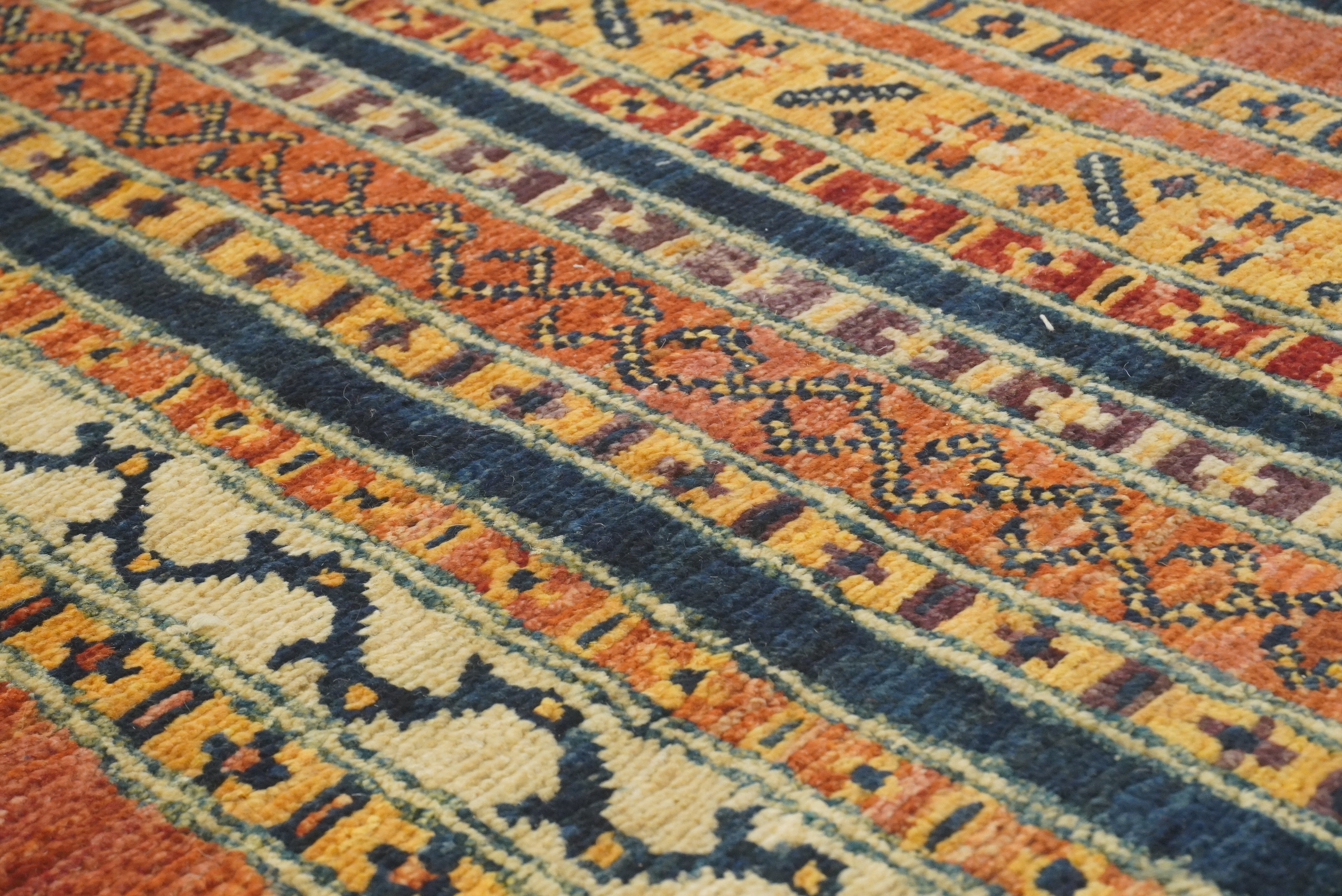 2x5 Orange Shaal Turkish Hand knotted Runner Rug - Yildiz Rugs