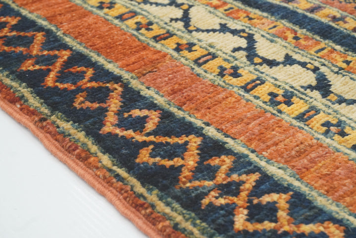 2x5 Orange Shaal Turkish Hand knotted Runner Rug - Yildiz Rugs