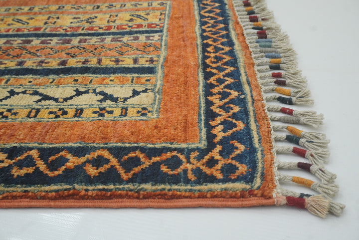 2x5 Orange Shaal Turkish Hand knotted Runner Rug - Yildiz Rugs