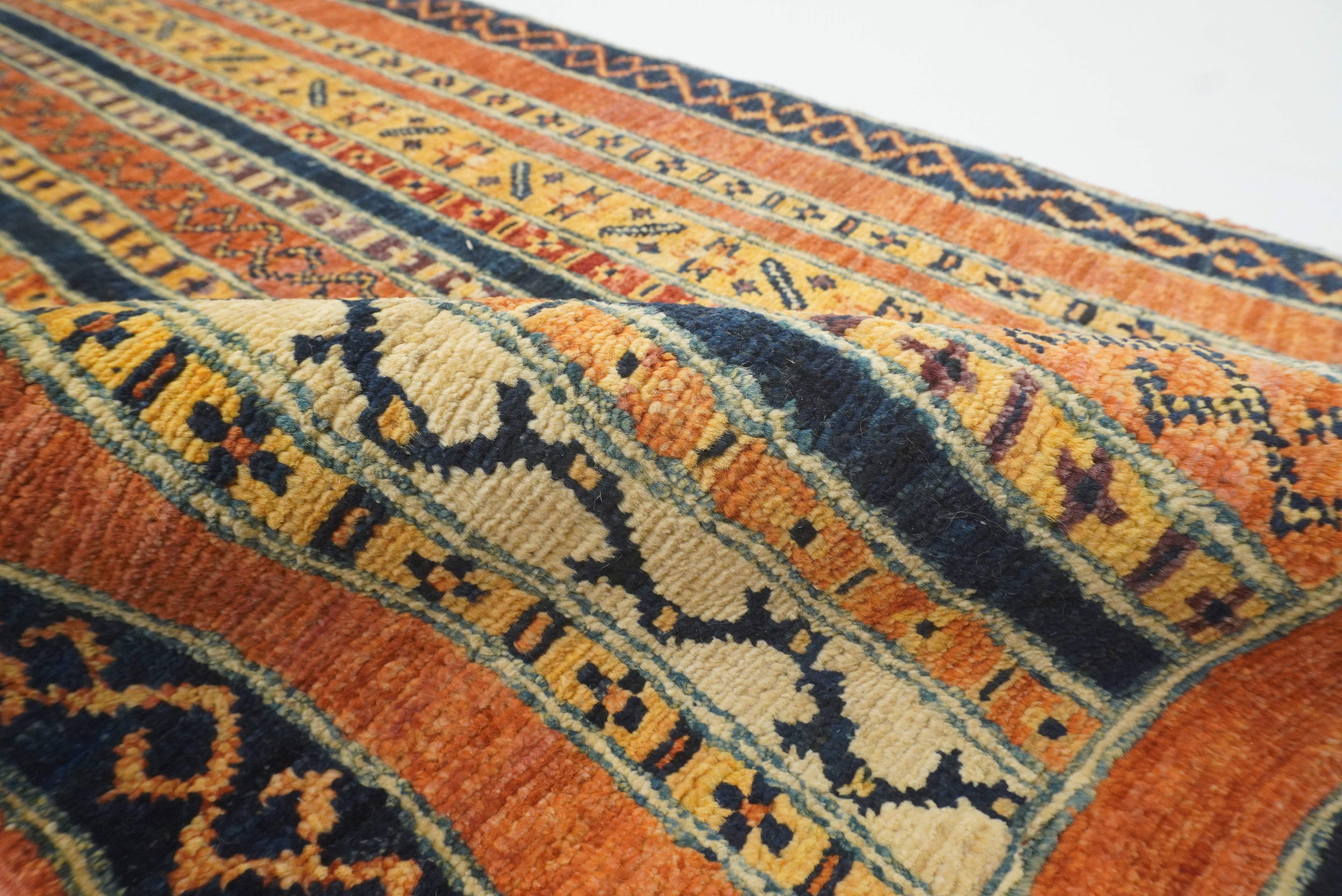2x5 Orange Shaal Turkish Hand knotted Runner Rug - Yildiz Rugs