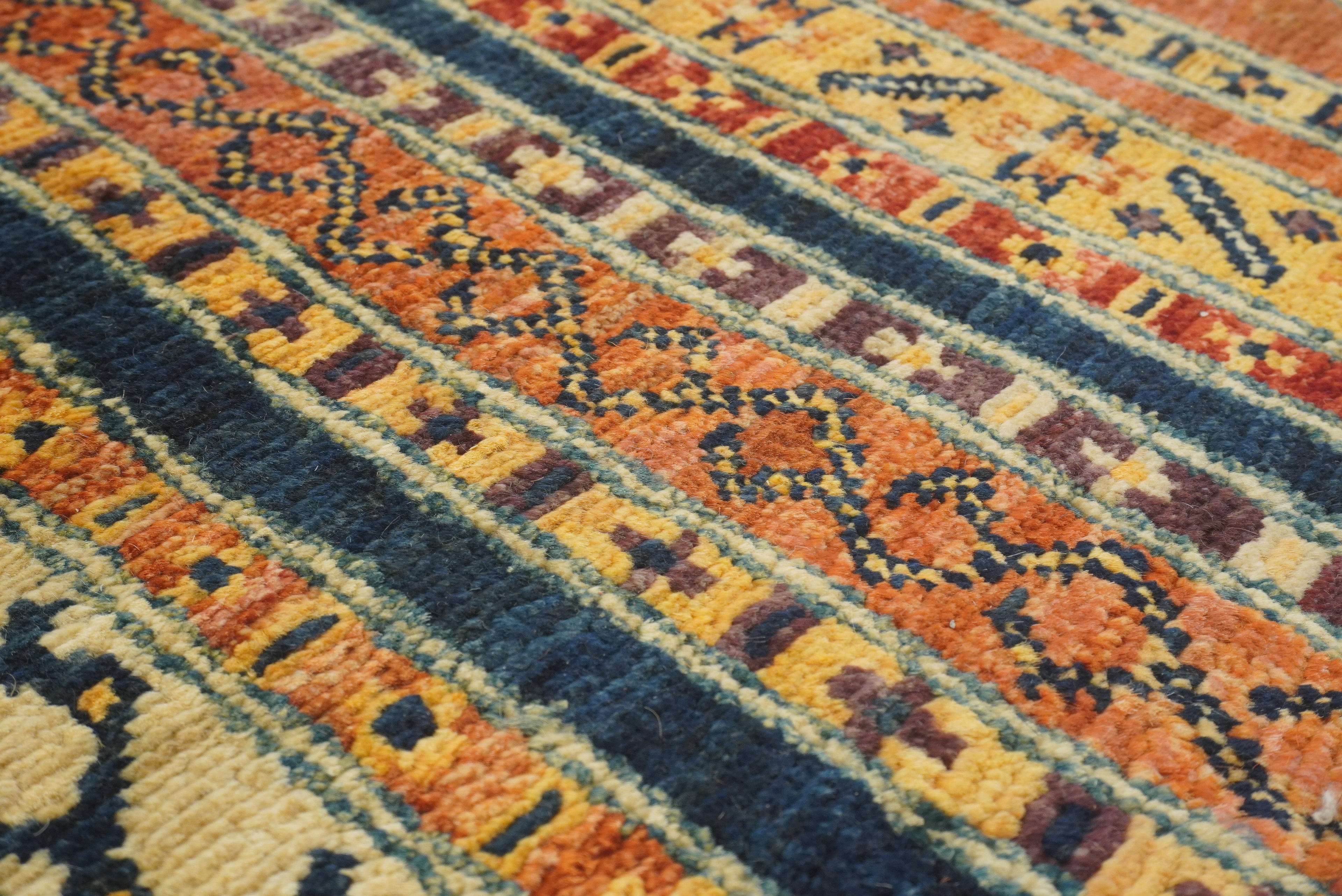 2x5 Orange Shaal Turkish Hand knotted Runner Rug - Yildiz Rugs