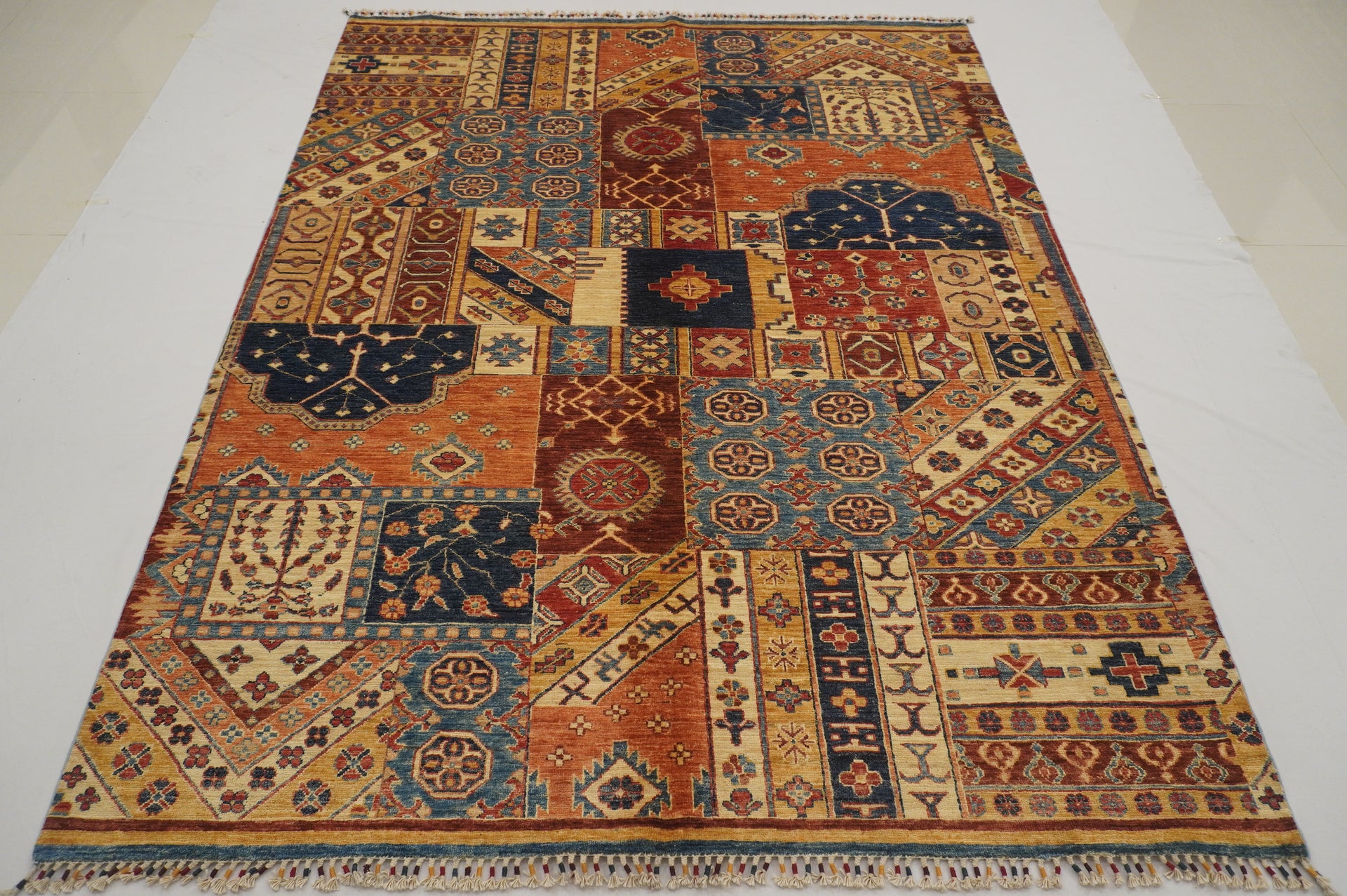 6x8 ft Afghan Patchwork Hand-Knotted Rug