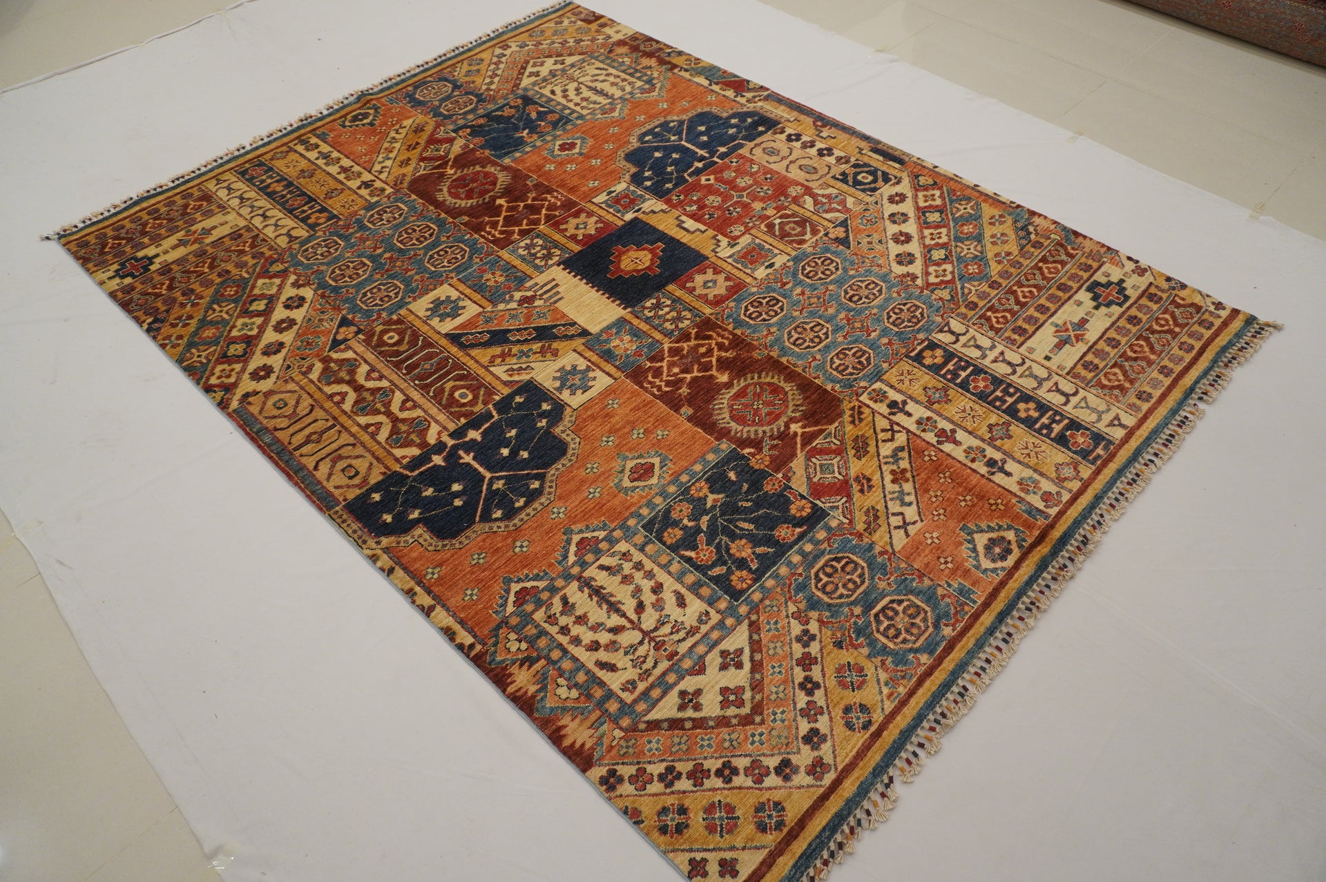 6x8 ft Afghan Patchwork Hand-Knotted Rug