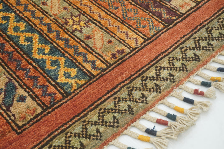 2x5 Red Shaal Turkish Hand knotted Runner Rug - Yildiz Rugs