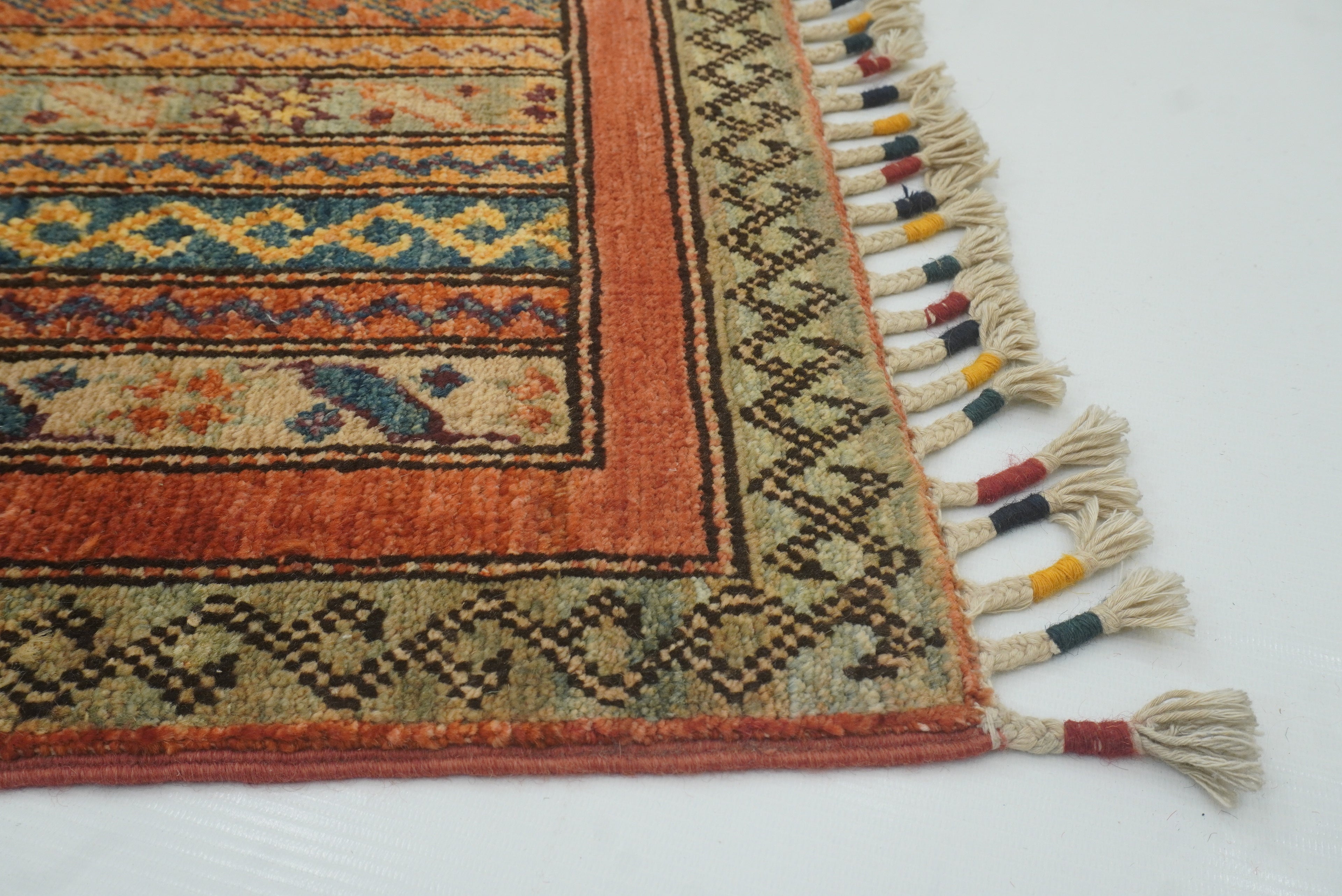 2x5 Red Shaal Turkish Hand knotted Runner Rug - Yildiz Rugs