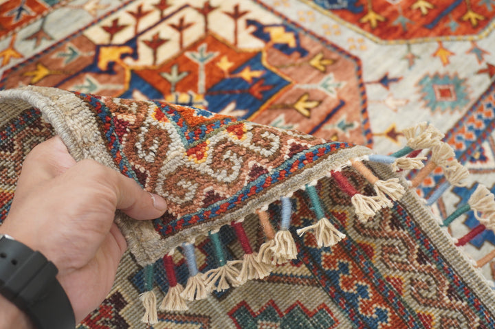 8x10 Gray Ersari Oriental Afghan hand knotted wool Geometric Rug