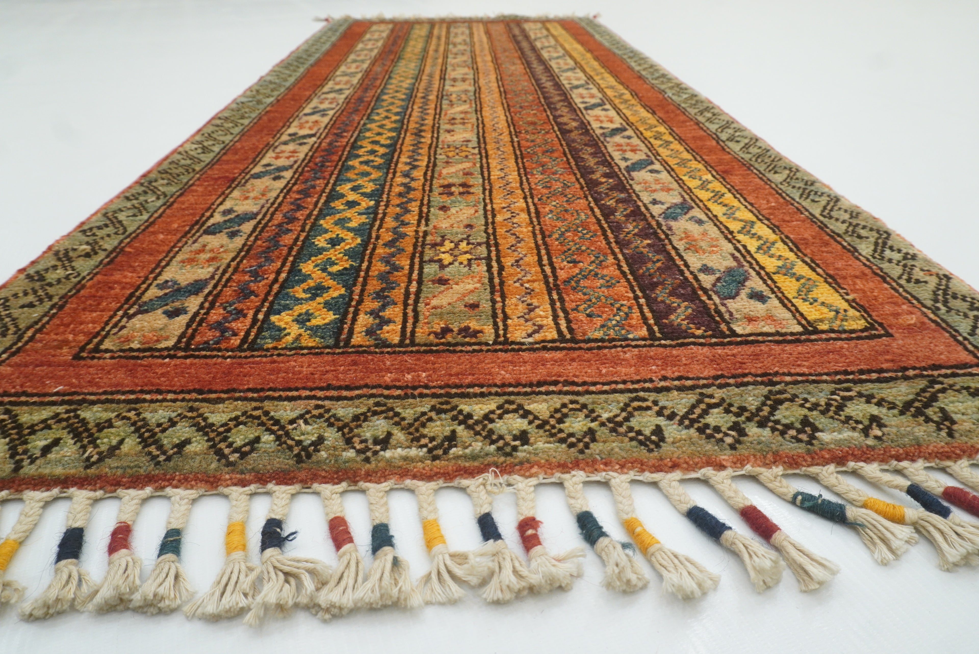 2x5 Red Shaal Turkish Hand knotted Runner Rug - Yildiz Rugs
