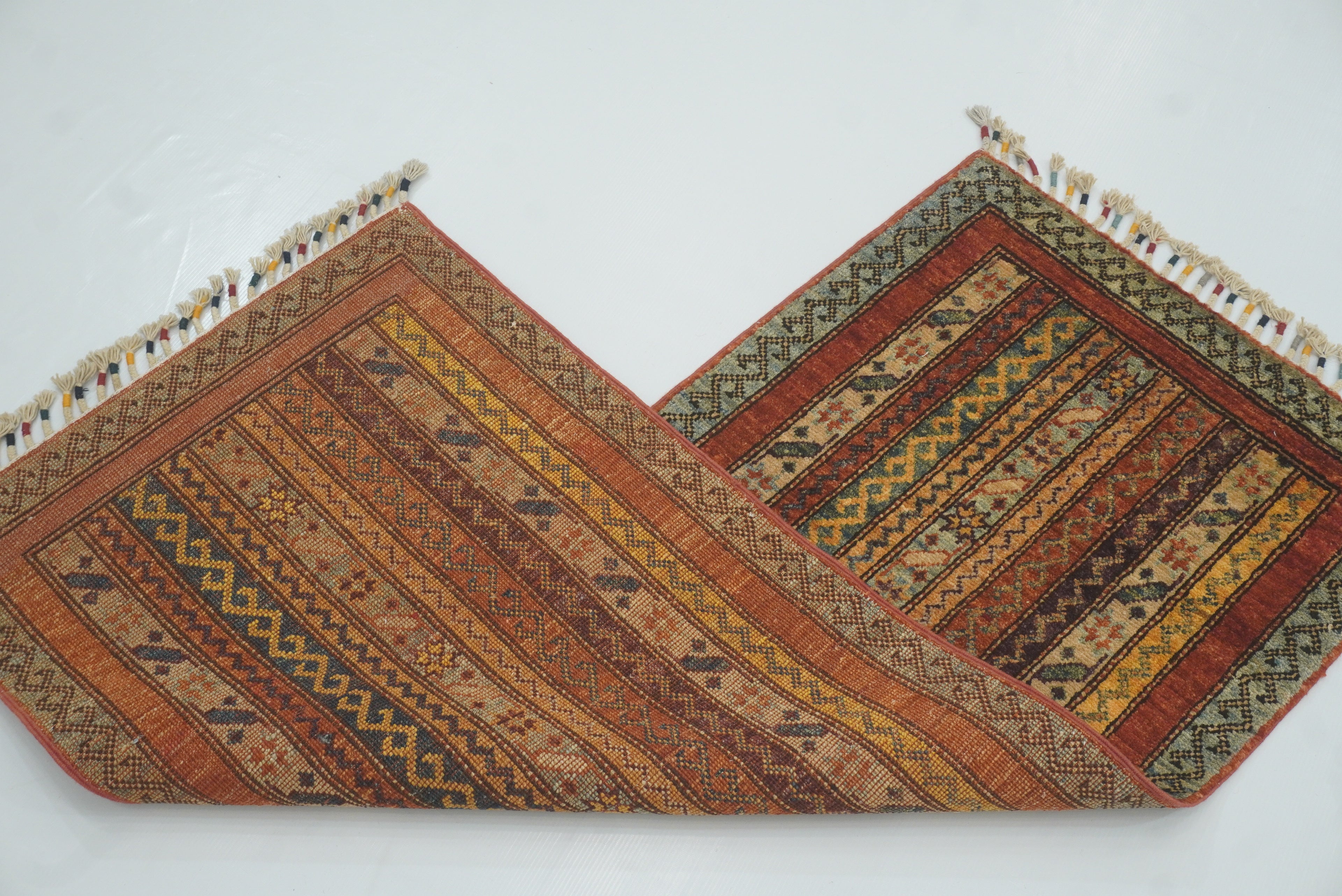 2x5 Red Shaal Turkish Hand knotted Runner Rug - Yildiz Rugs