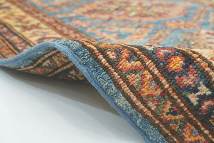 10 ft Kazak Blue Afghan Hand Knotted Runner Rug - Yildiz Rugs