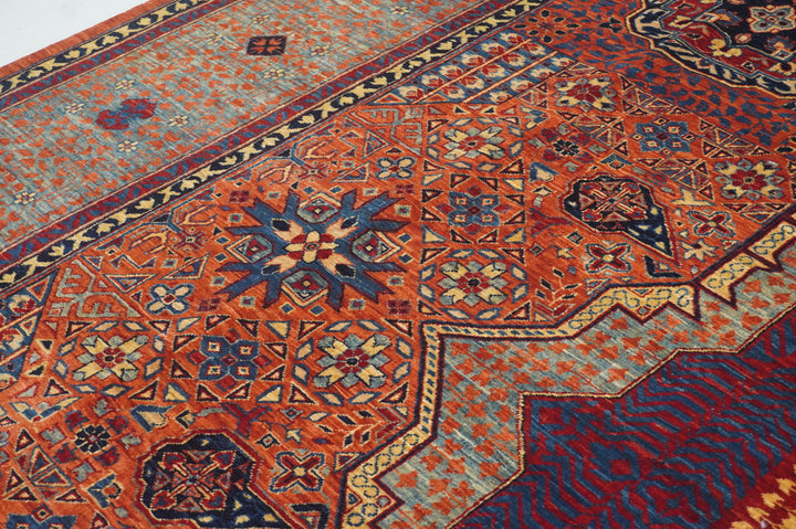 9x12 Orange Mamluk Hand knotted Turkish Medallion Rug