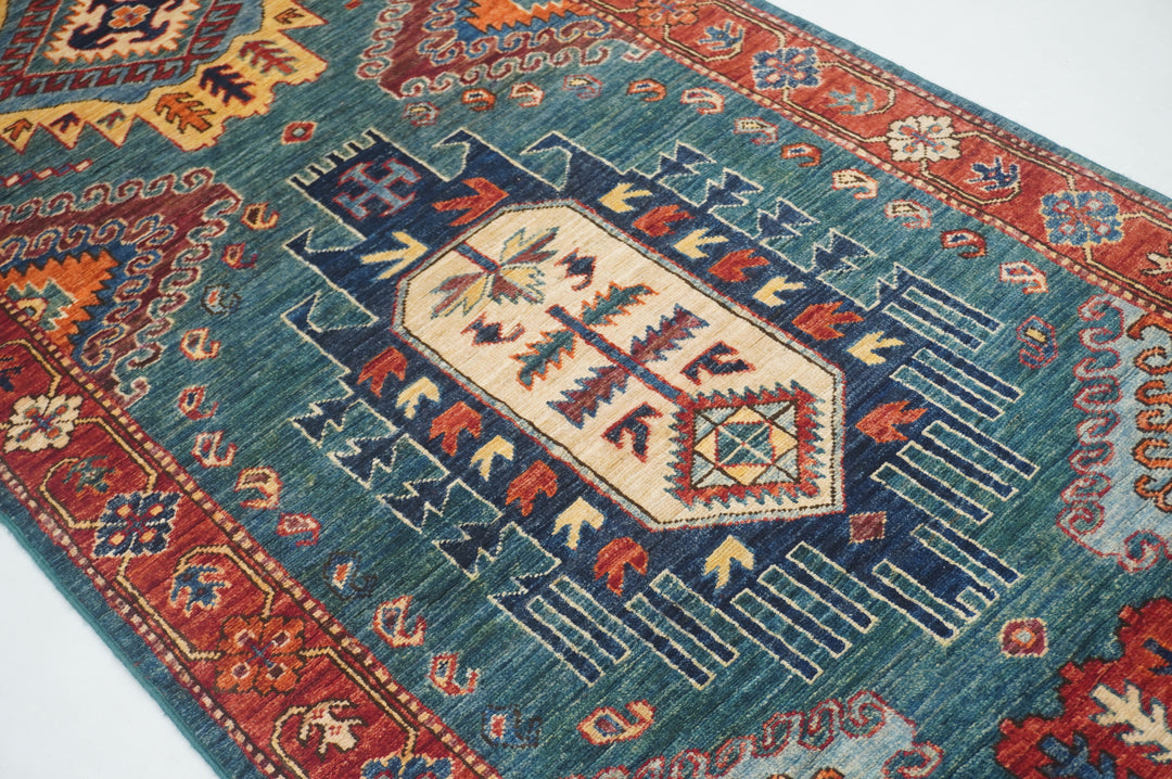 14 Ft Greenish Blue Malayer Afghan hand knotted Oriental Runner Rug - Yildiz Rugs