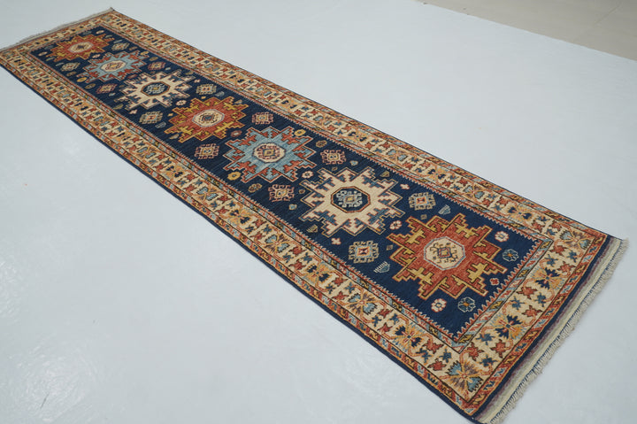 10 Ft Navy Blue Shirvan Afghan Hand knotted Oriental Runner Rug