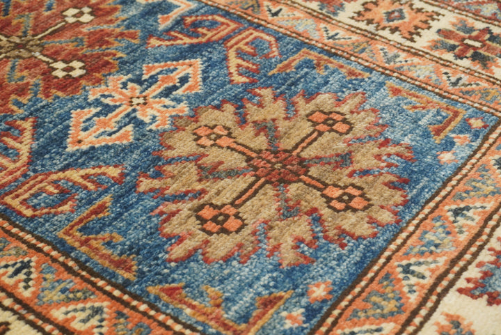 2x3 Blue Kazak Hand-Knotted Afghan Rug - Yildiz Rugs
