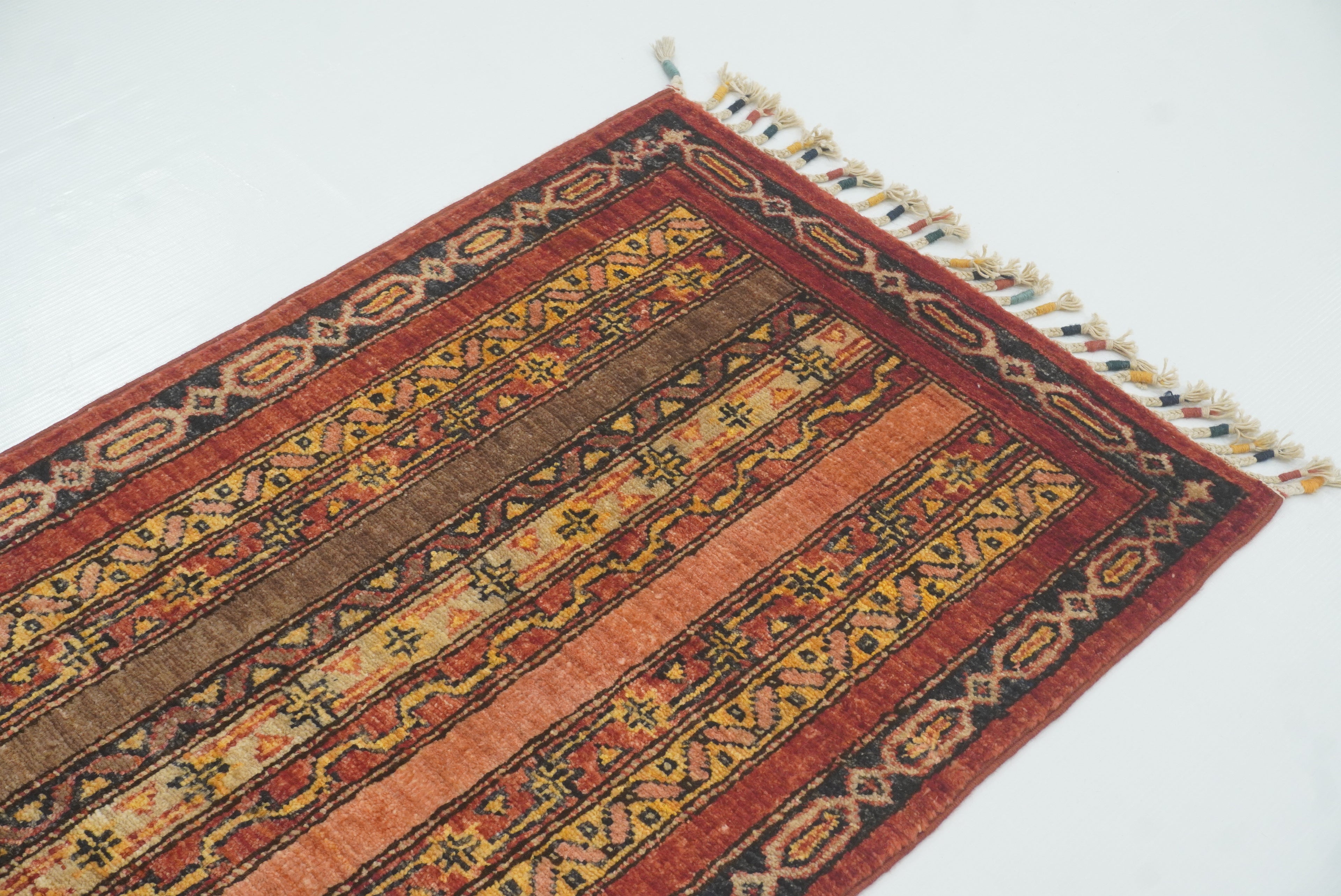2x5 Red Shaal Turkish Hand knotted Runner Rug - Yildiz Rugs