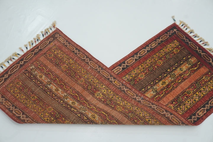 2x5 Red Shaal Turkish Hand knotted Runner Rug - Yildiz Rugs