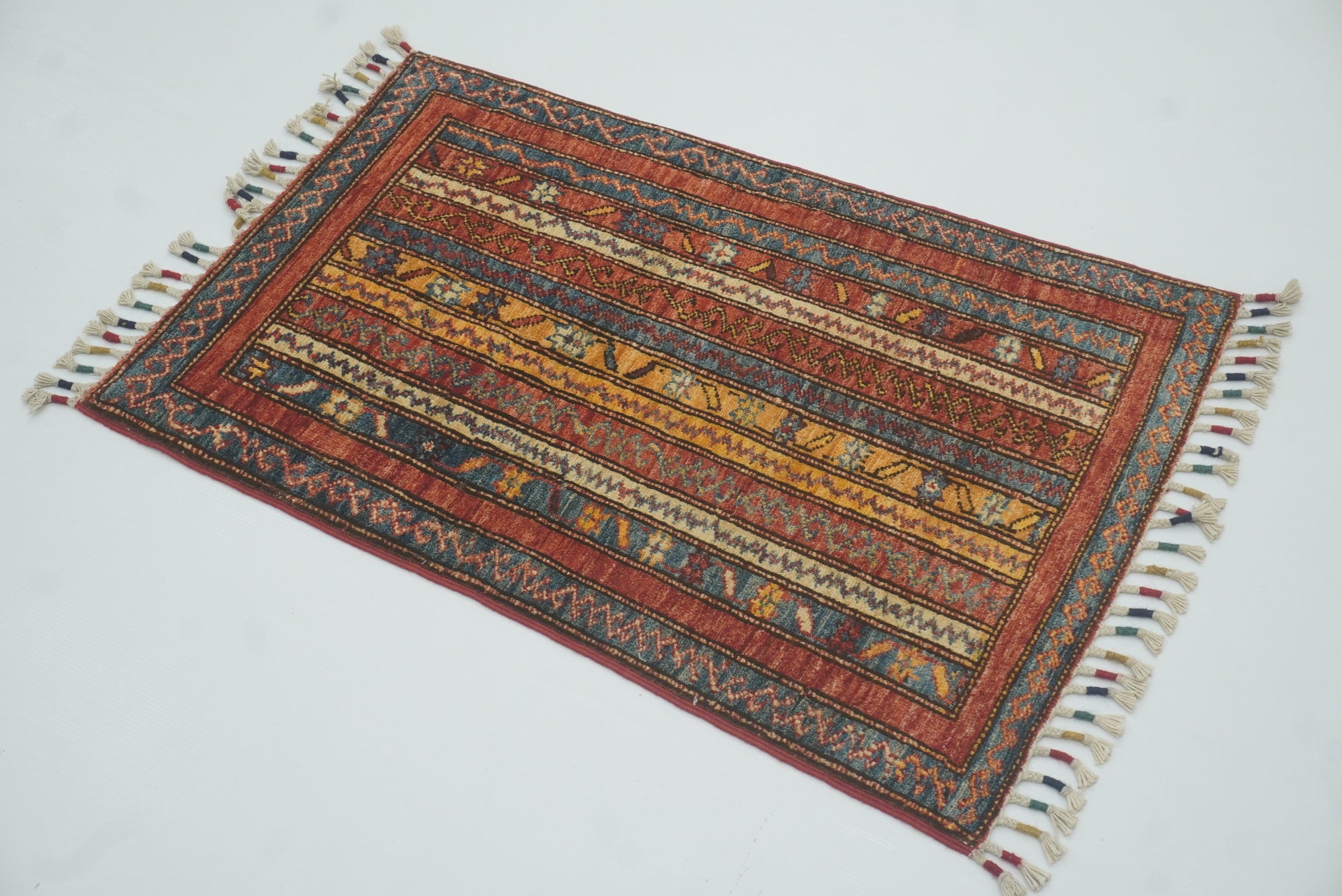 2x3 Red Turkish Hand-Knotted Wool Rug