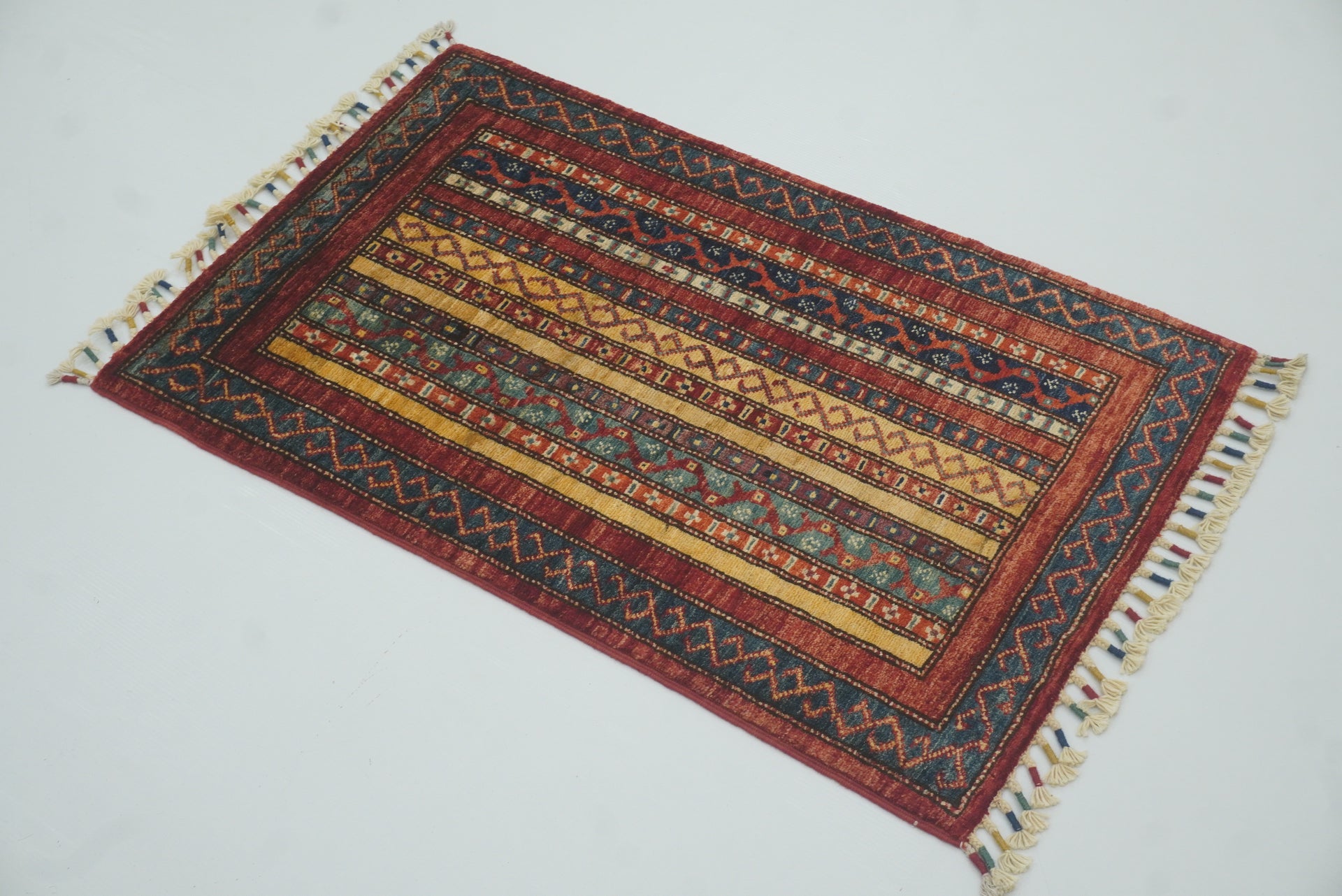 2x3 Red Turkish Hand-Knotted Wool Rug